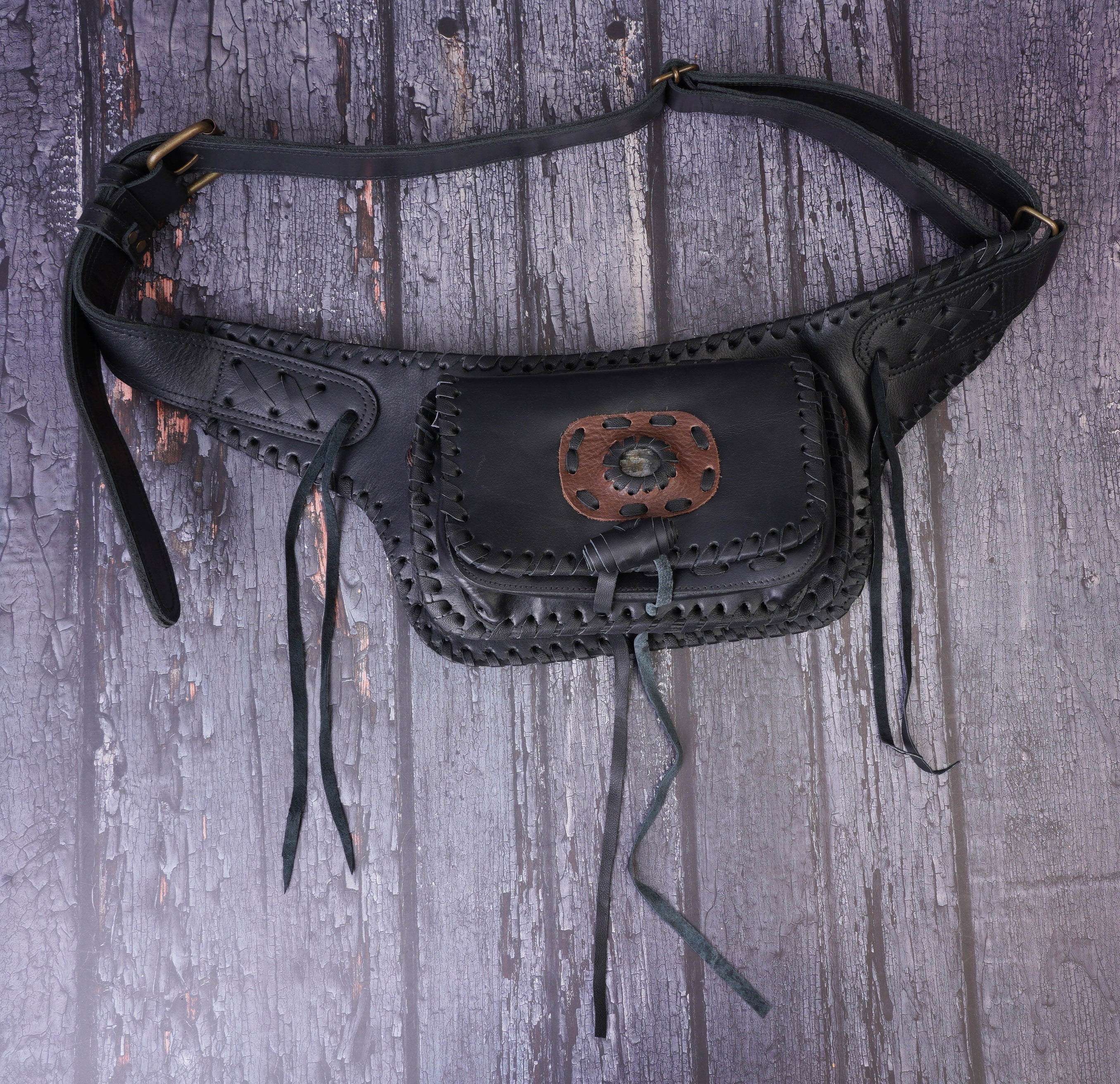 Leather festival waist belt with artisan craftsmanship