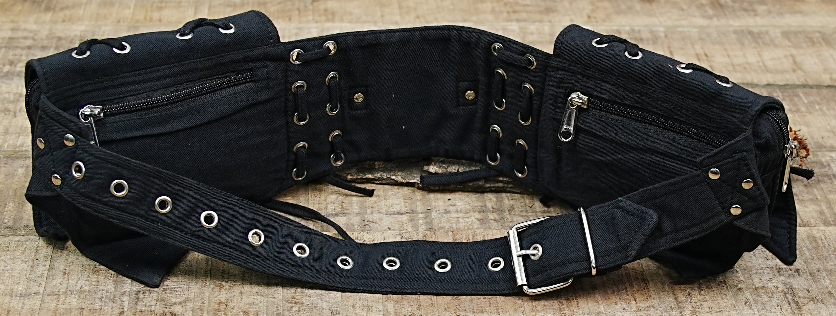 Premium cotton canvas multi-pocket utility hip belt pouch / fanny pack, perfect for organization and style.