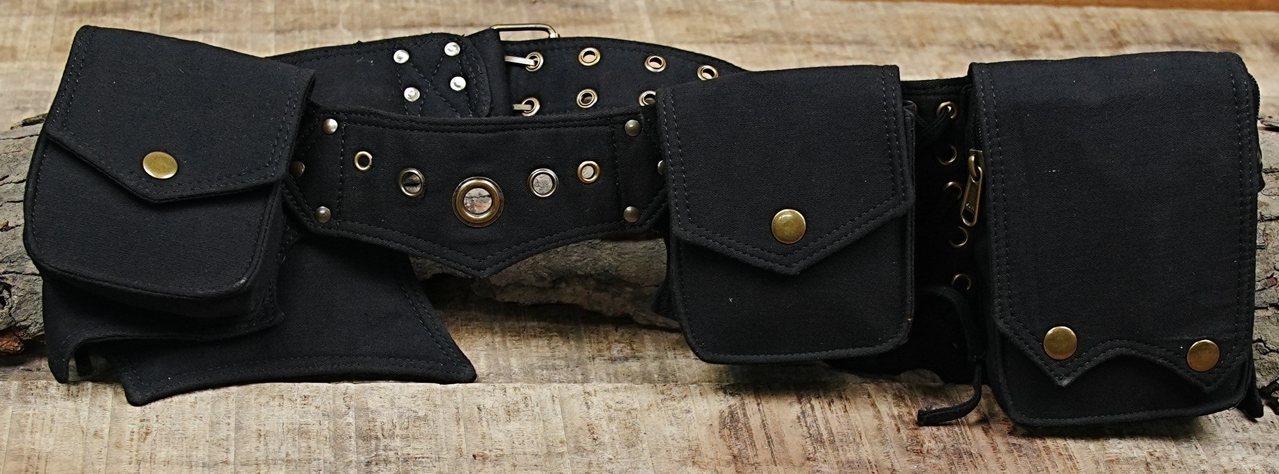Fairy grunge waist bag with brass hardware and adjustable multi-hole strap