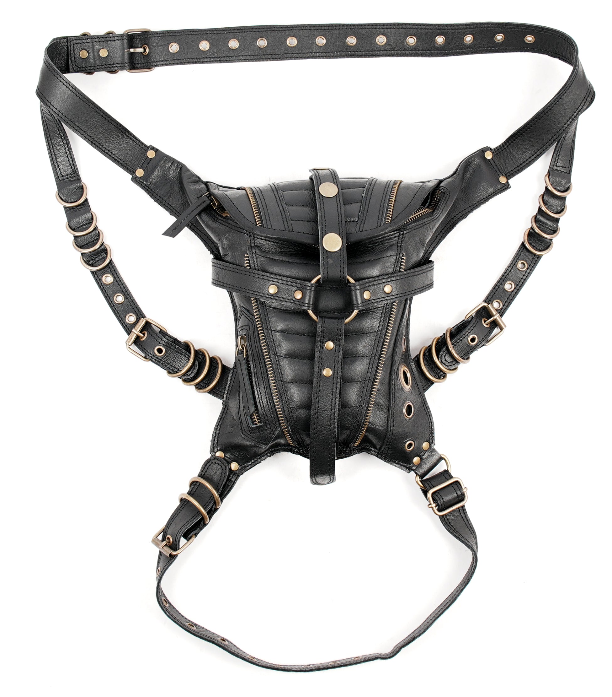 Durable leather thigh harness with adjustable straps