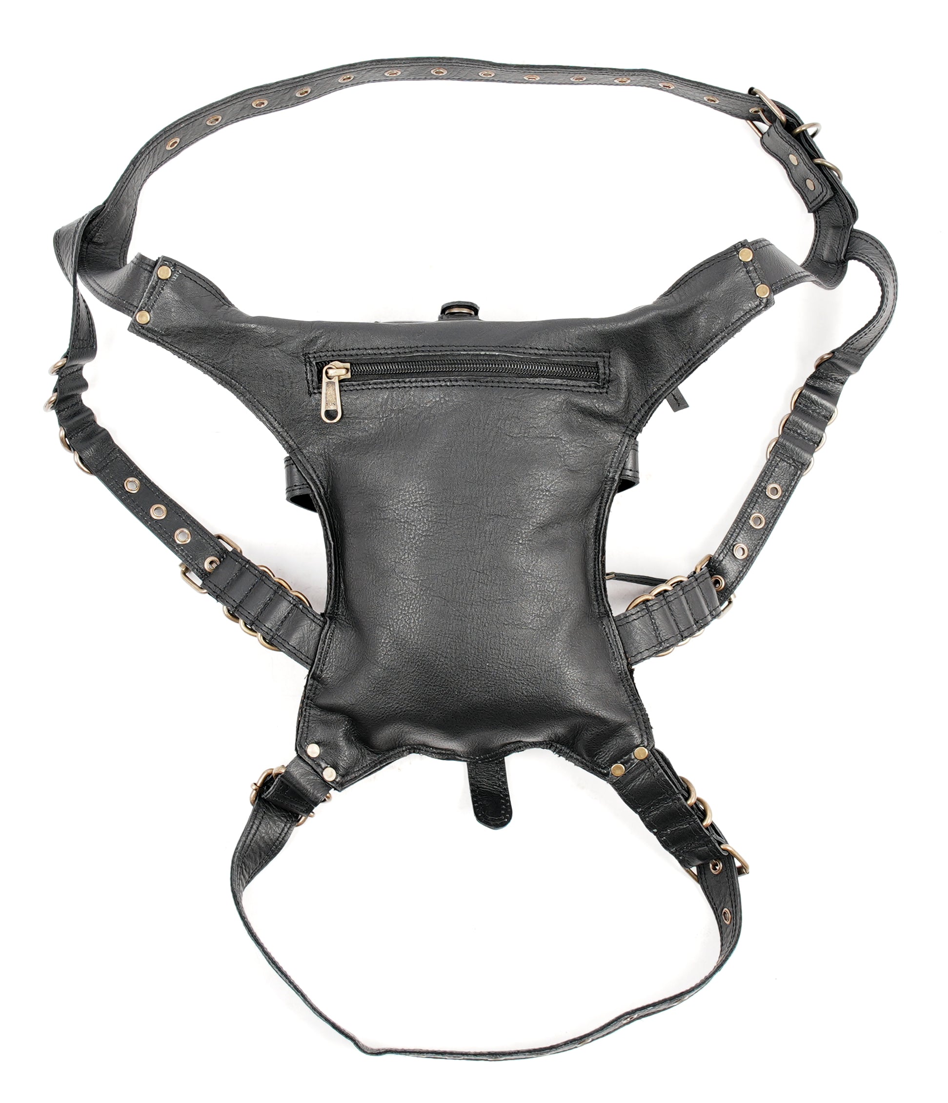 Unisex leather thigh belt with adjustable leg straps