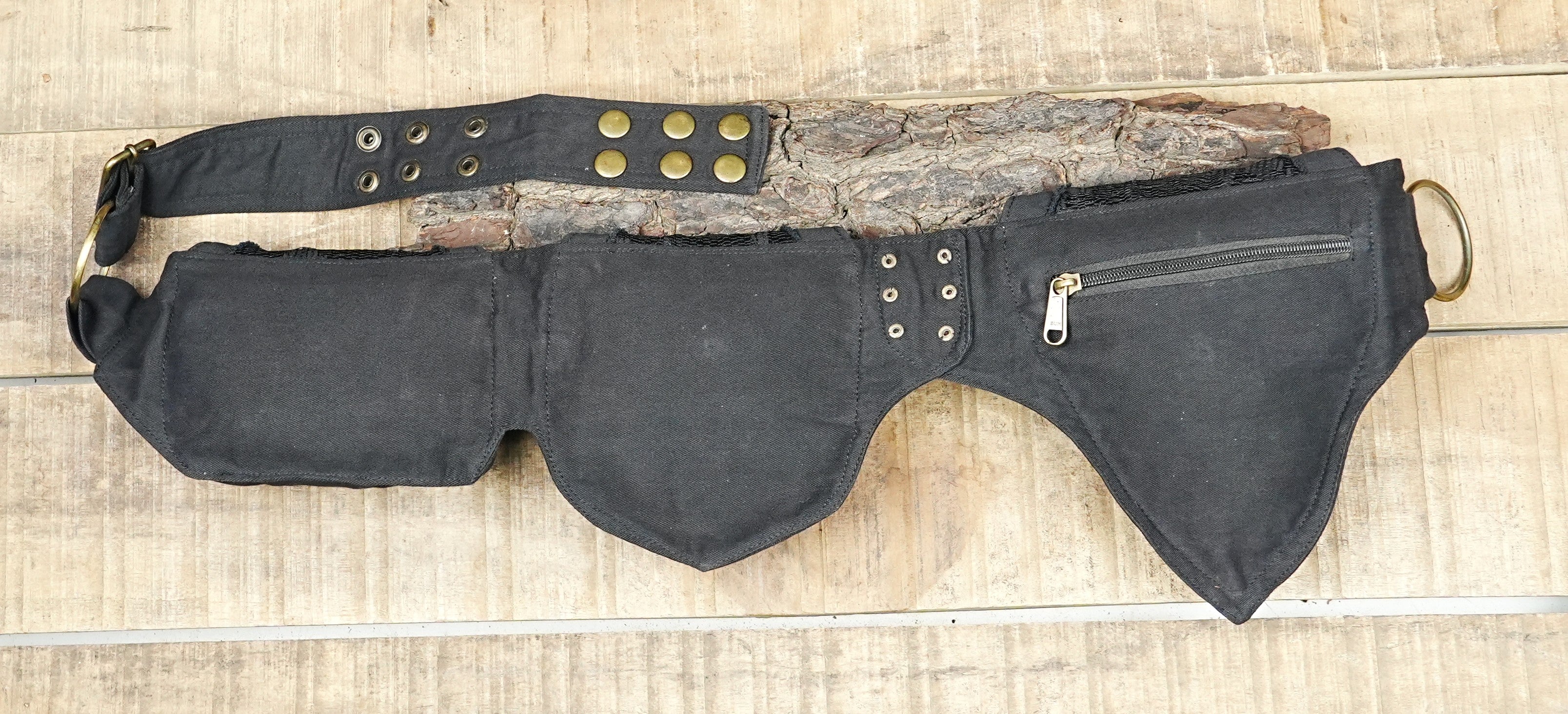 Compact festival waist pouch with three separate zip storage compartments
