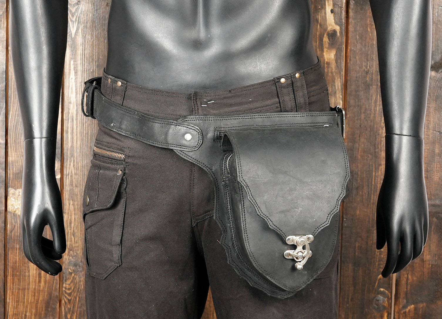Leather waist belt bag for outdoor and everyday use
