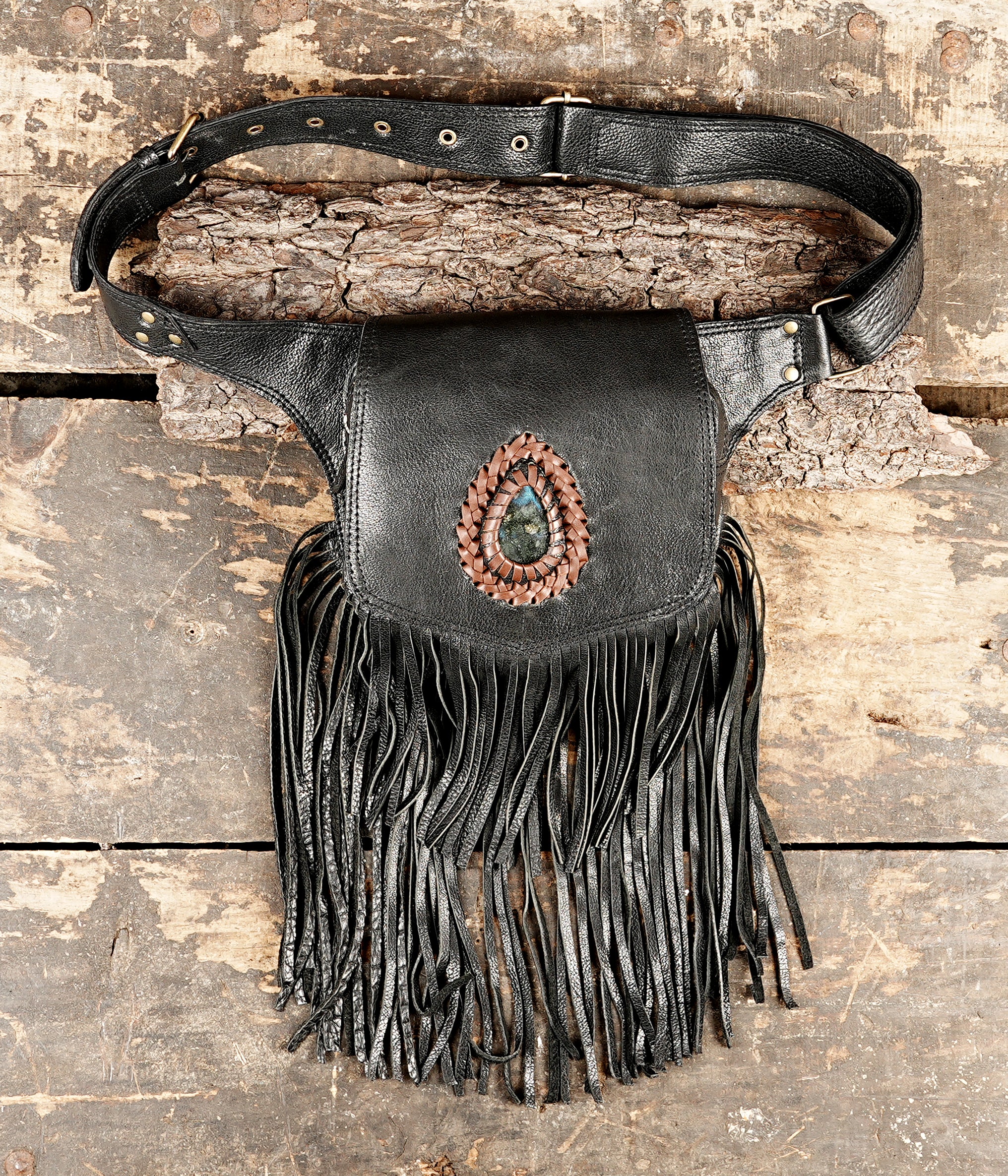 Handmade genuine leather waist belt for festivals