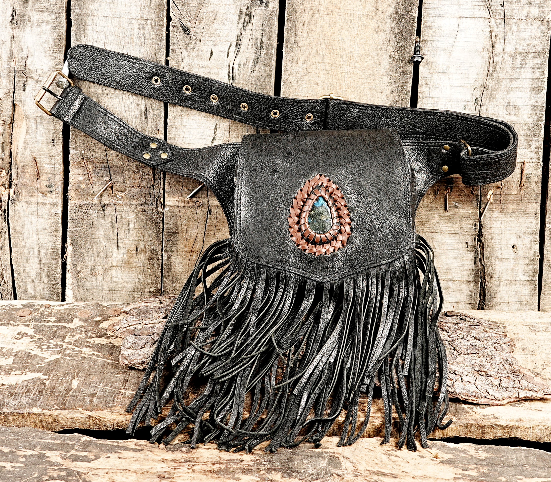Handmade leather belt for Burning Man festivals