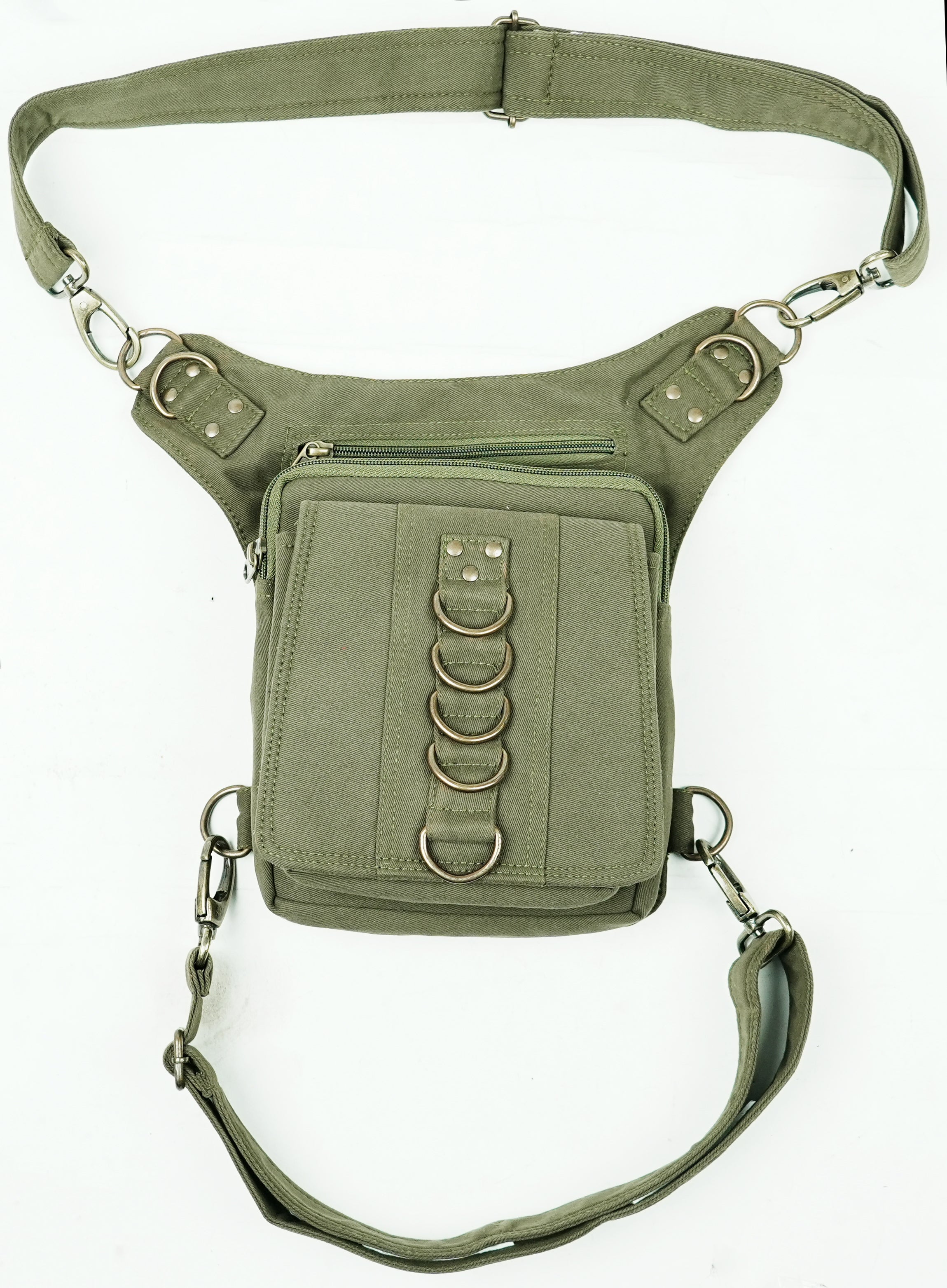 Cyberpunk harness bag with lobster clasp straps