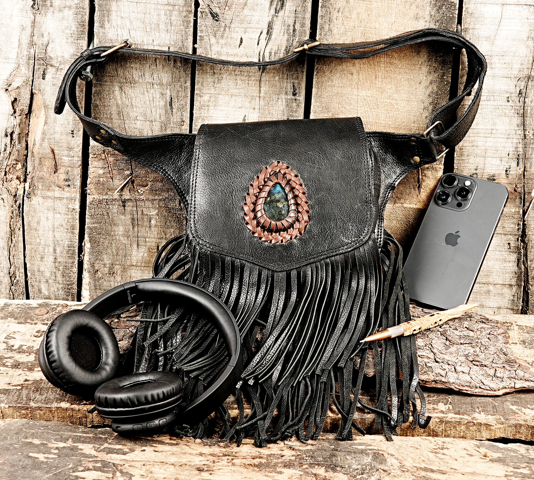 Genuine leather hip belt for travel and adventures