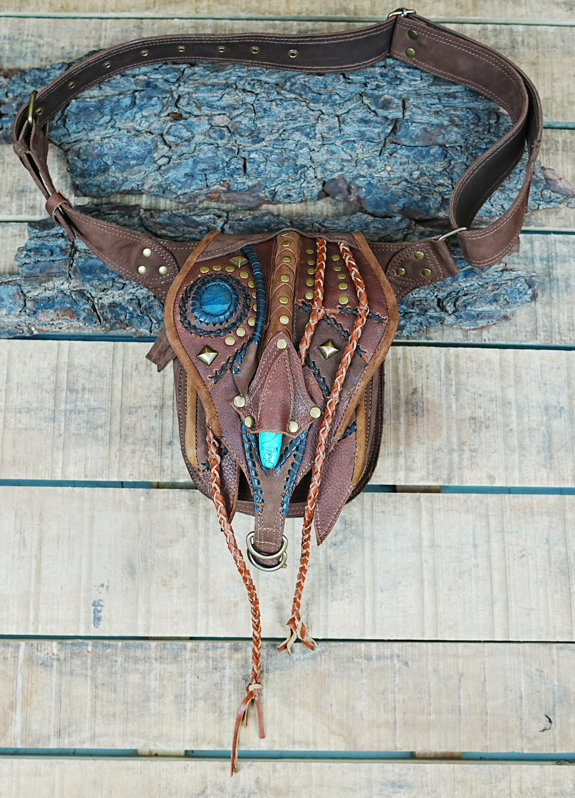 Handmade Leather Waist Belt with Decorative Laces and Studs || Leather Lace Up Waist Belt with Edgy Stud Detailing (LT-AB-WB-6045)