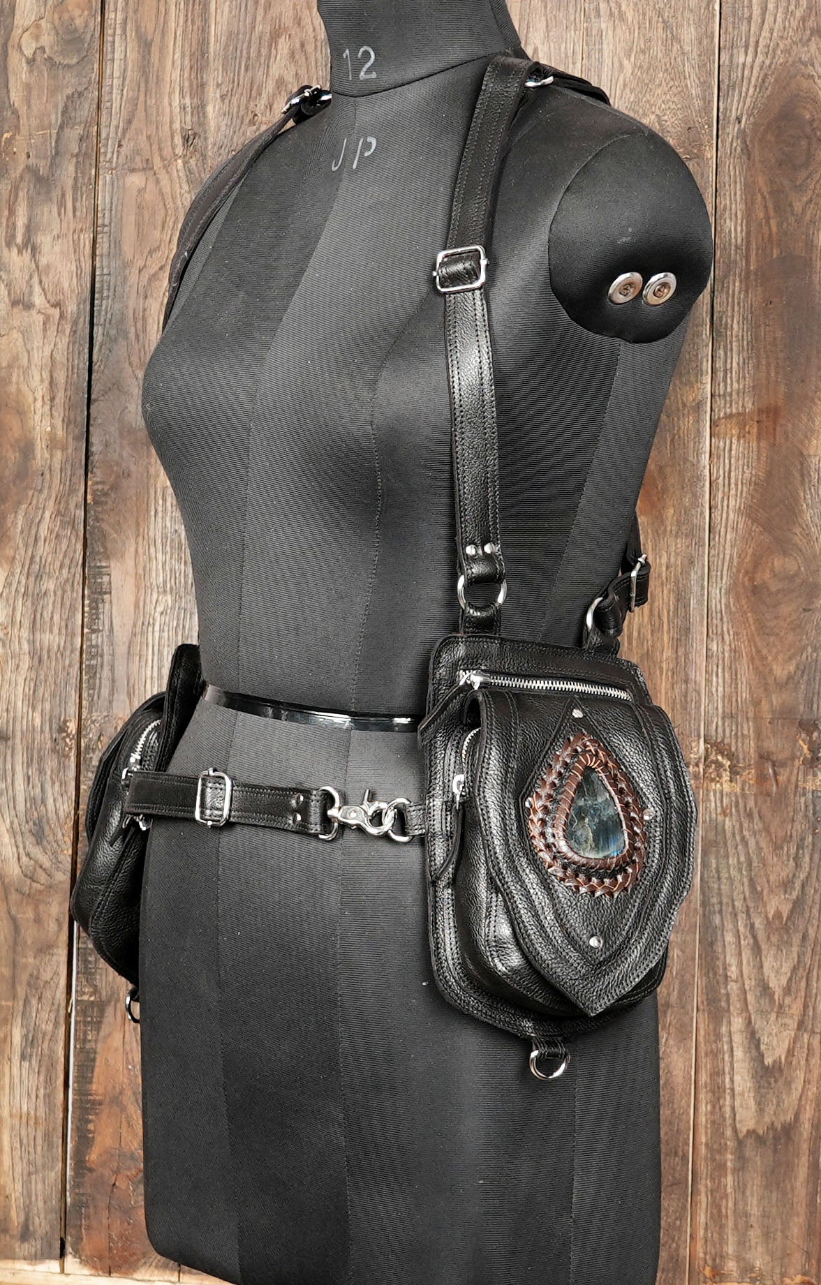 Black Leather Shoulder Holster Double Pocket Utility (LT-NS-HLS-6016)