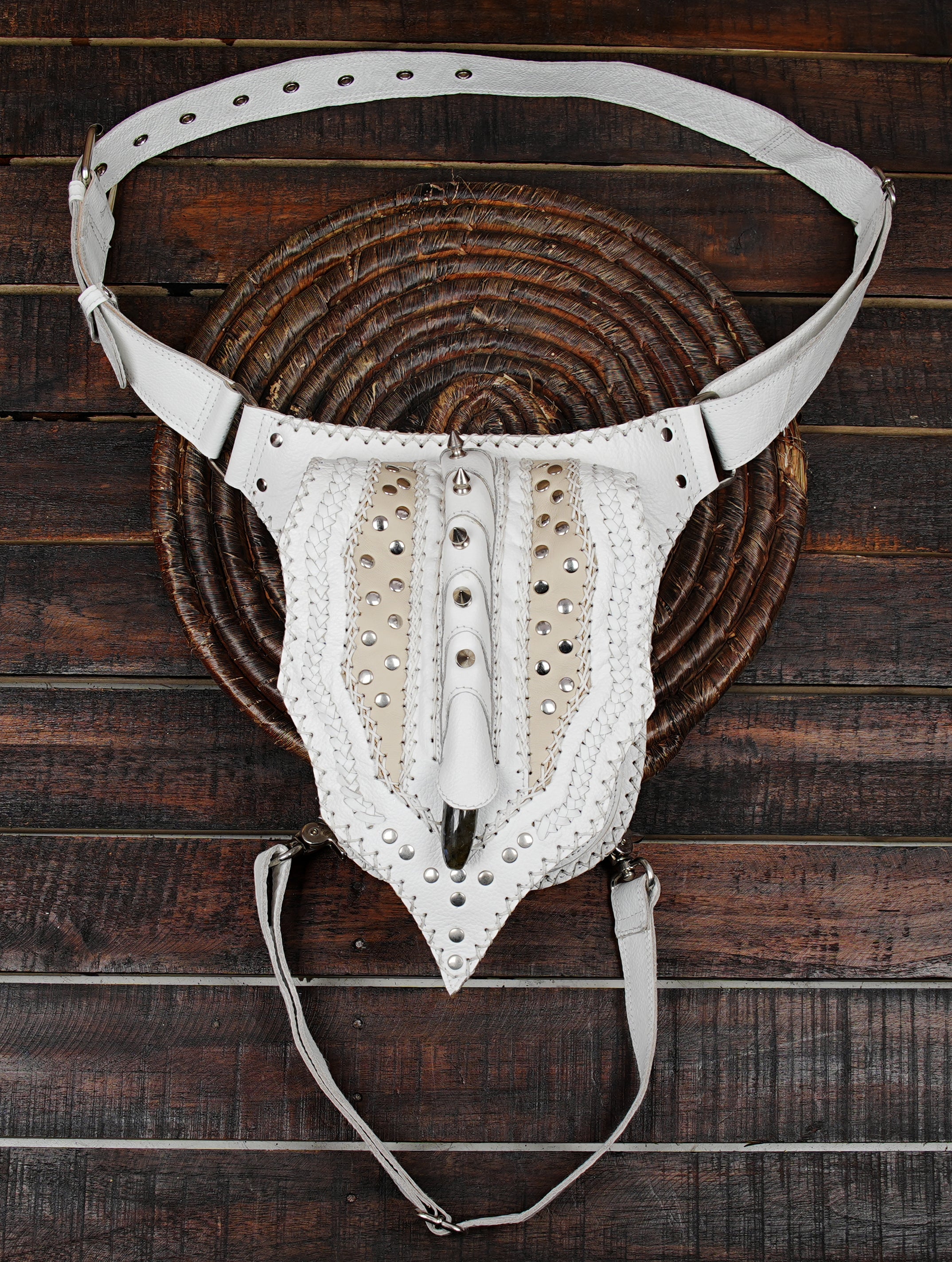 Alternative fashion leg holster made from genuine black leather