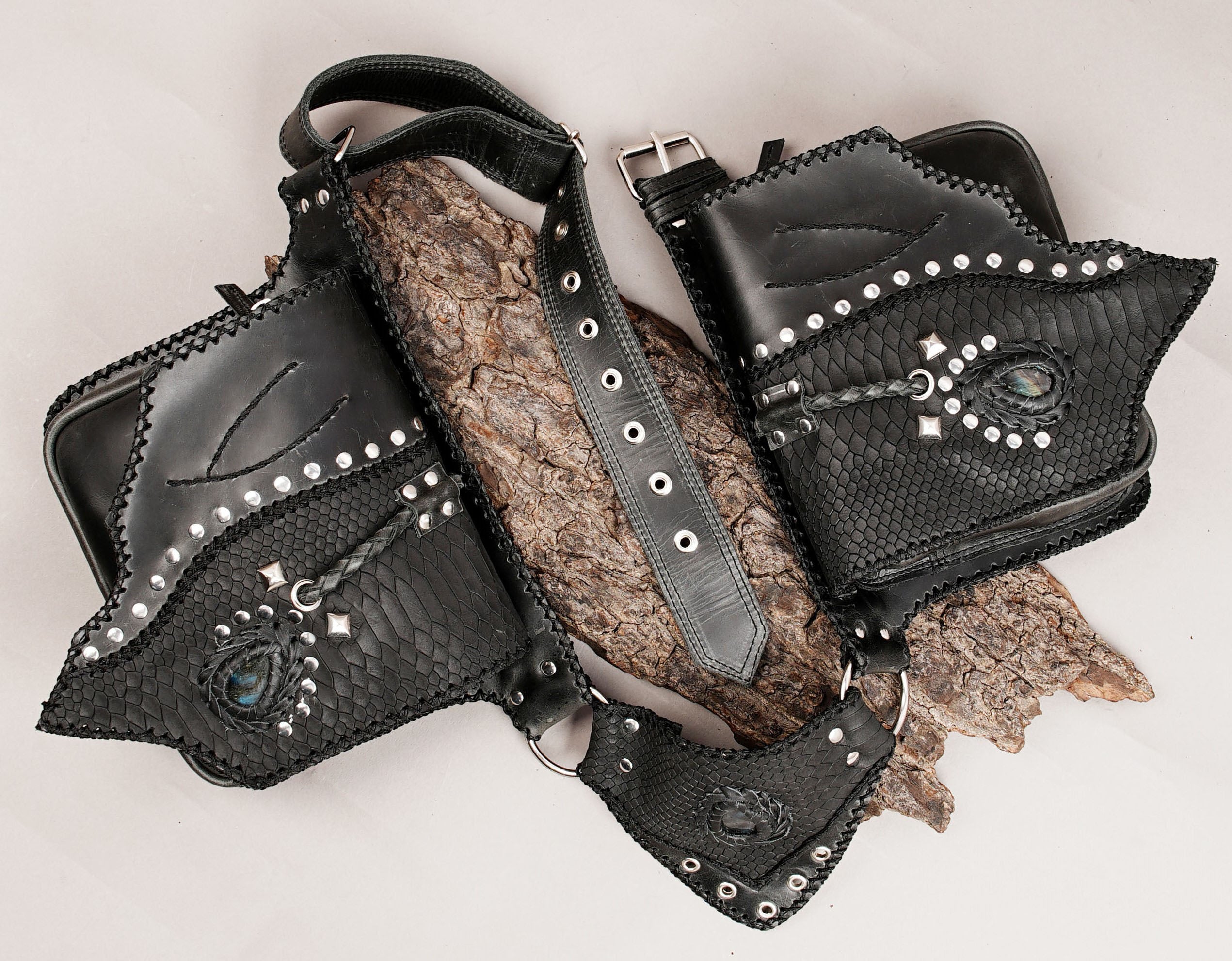 Leather festival waist belt with gemstone detailing