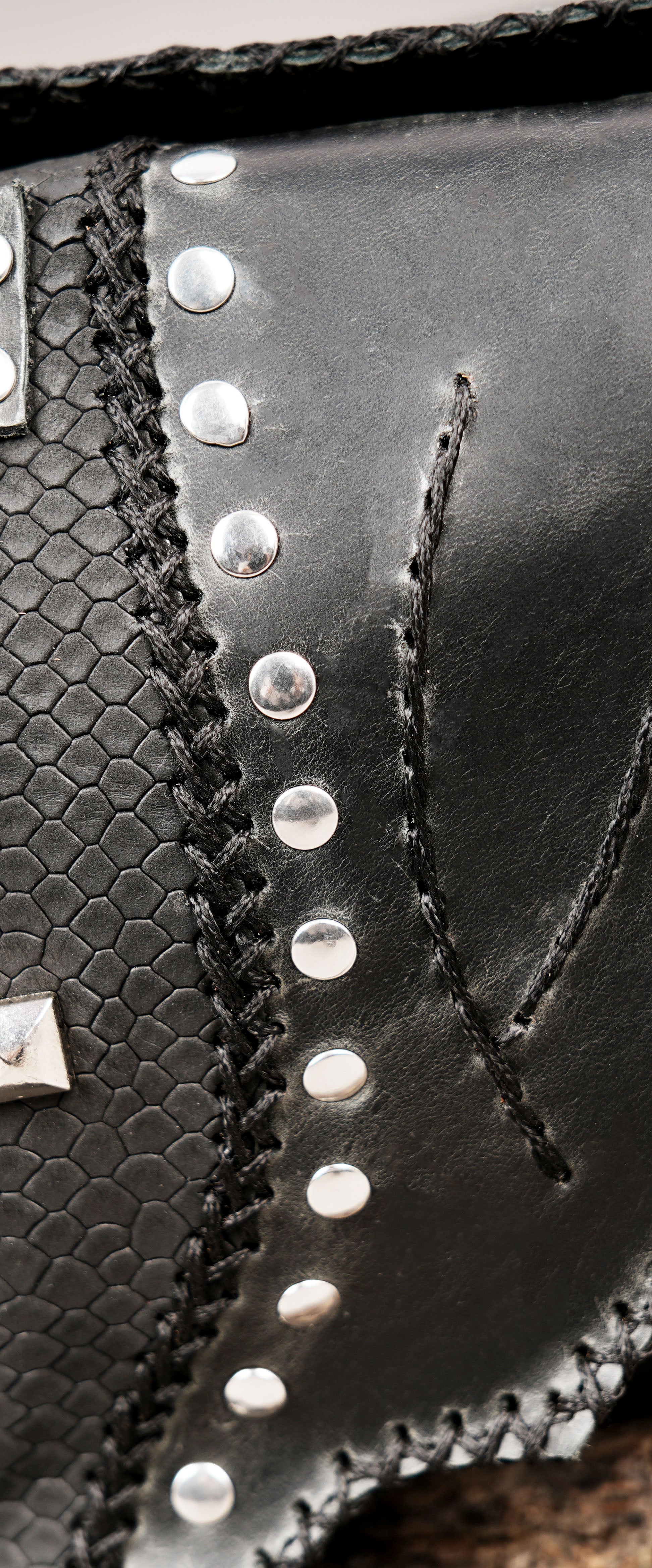 Unisex leather waist belt with decorative stone accents