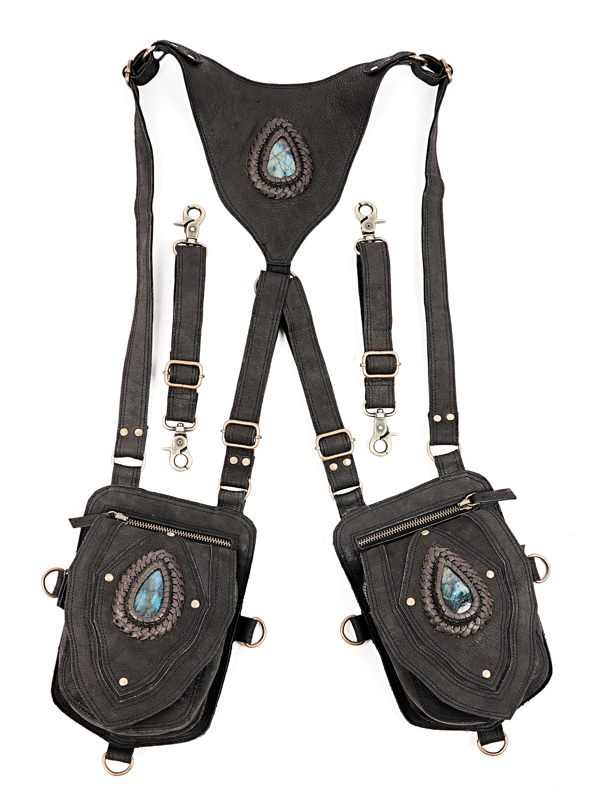 Ethnic style leather holster with studded detail