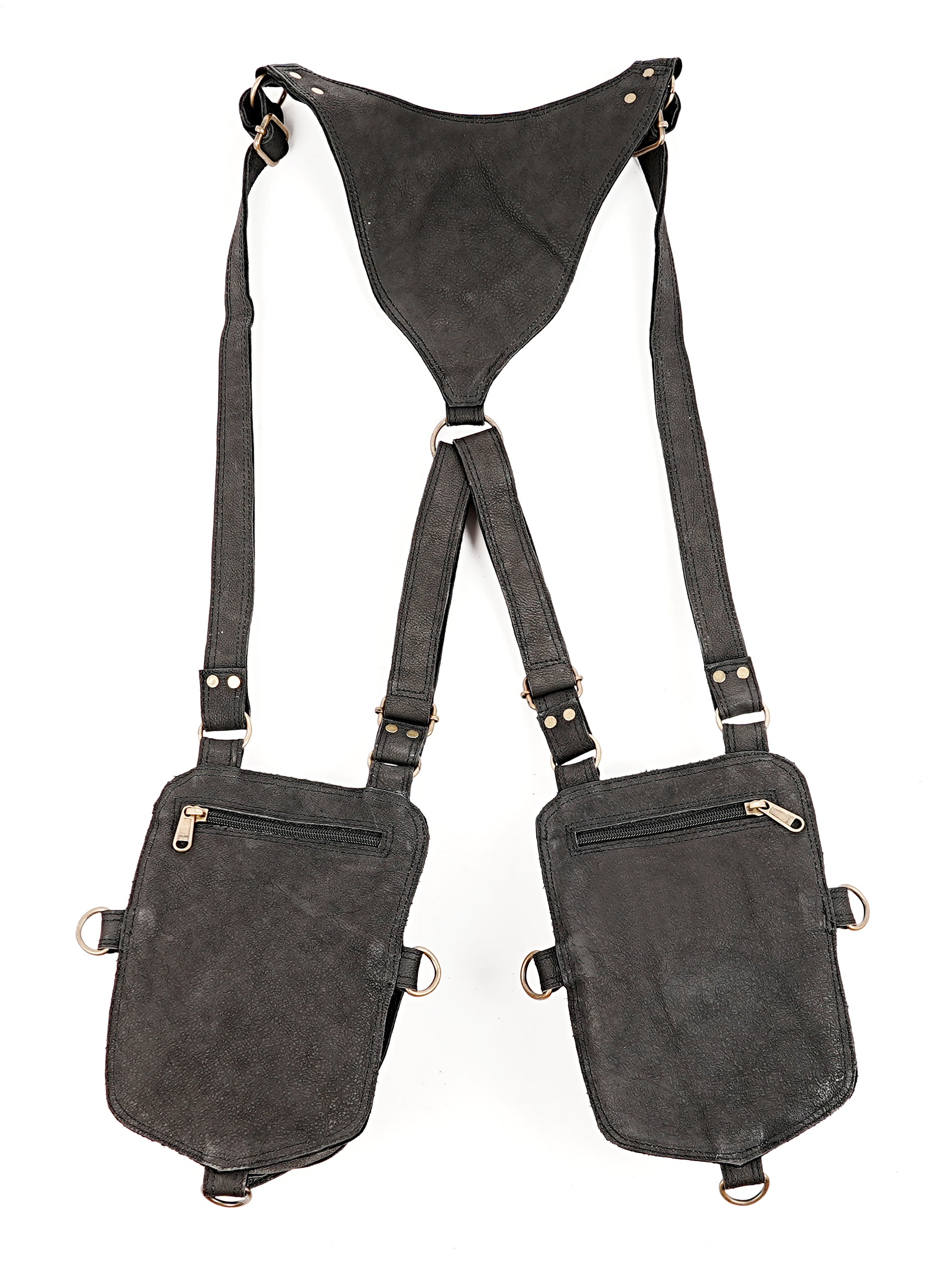 Designer leather chest holster with stone inlay