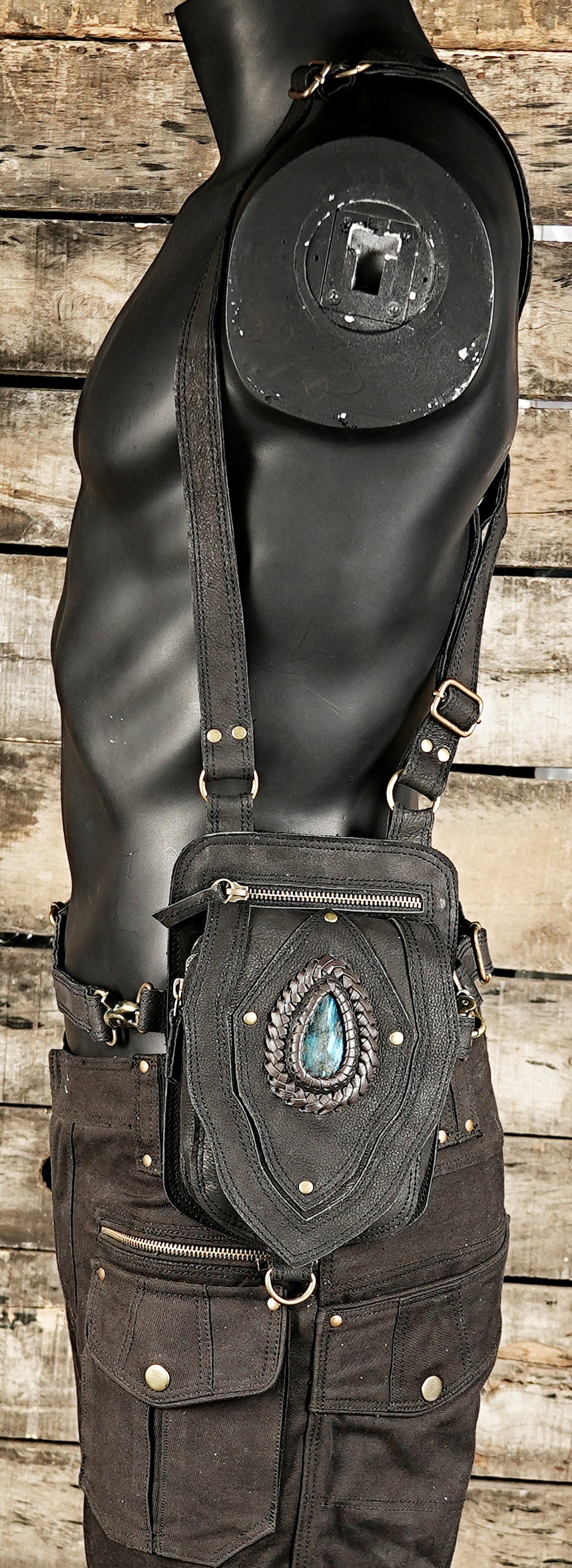 Handmade bohemian leather festival holster