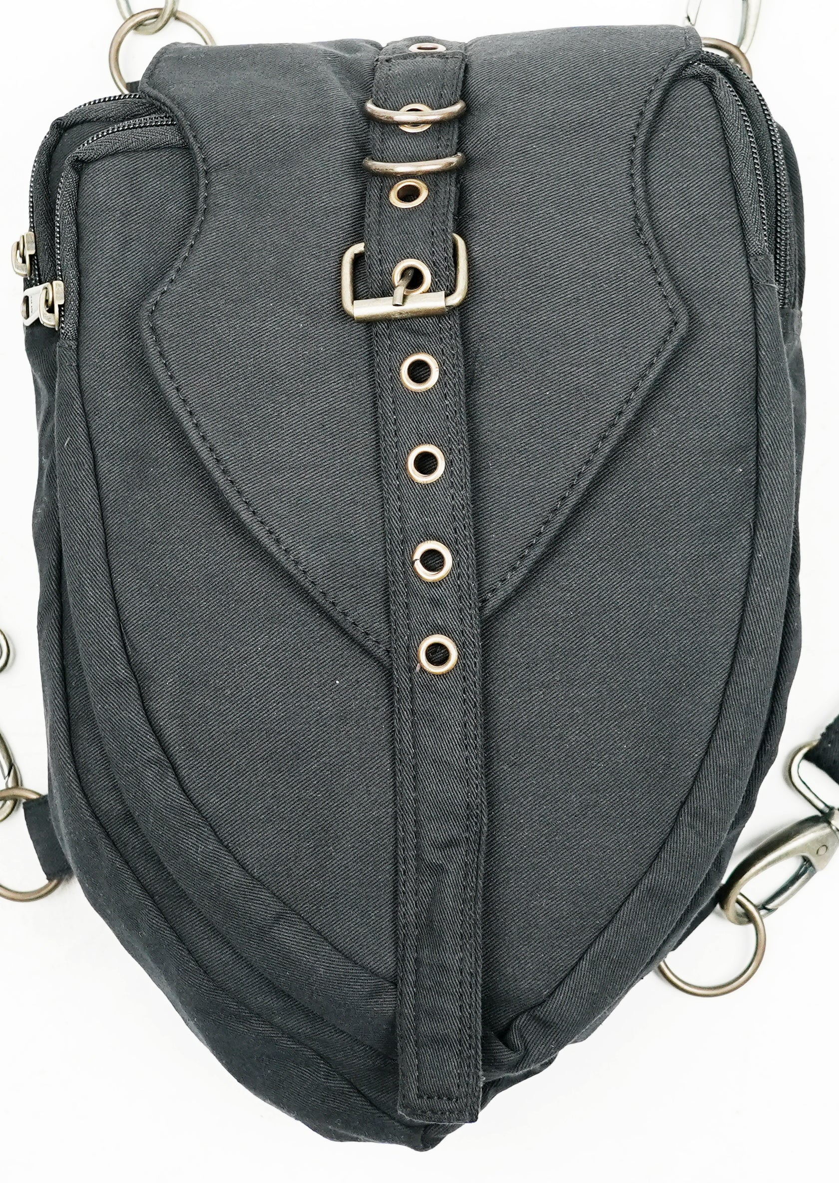 Handmade gothic utility backpack and alternative festival daypack crafted by hand