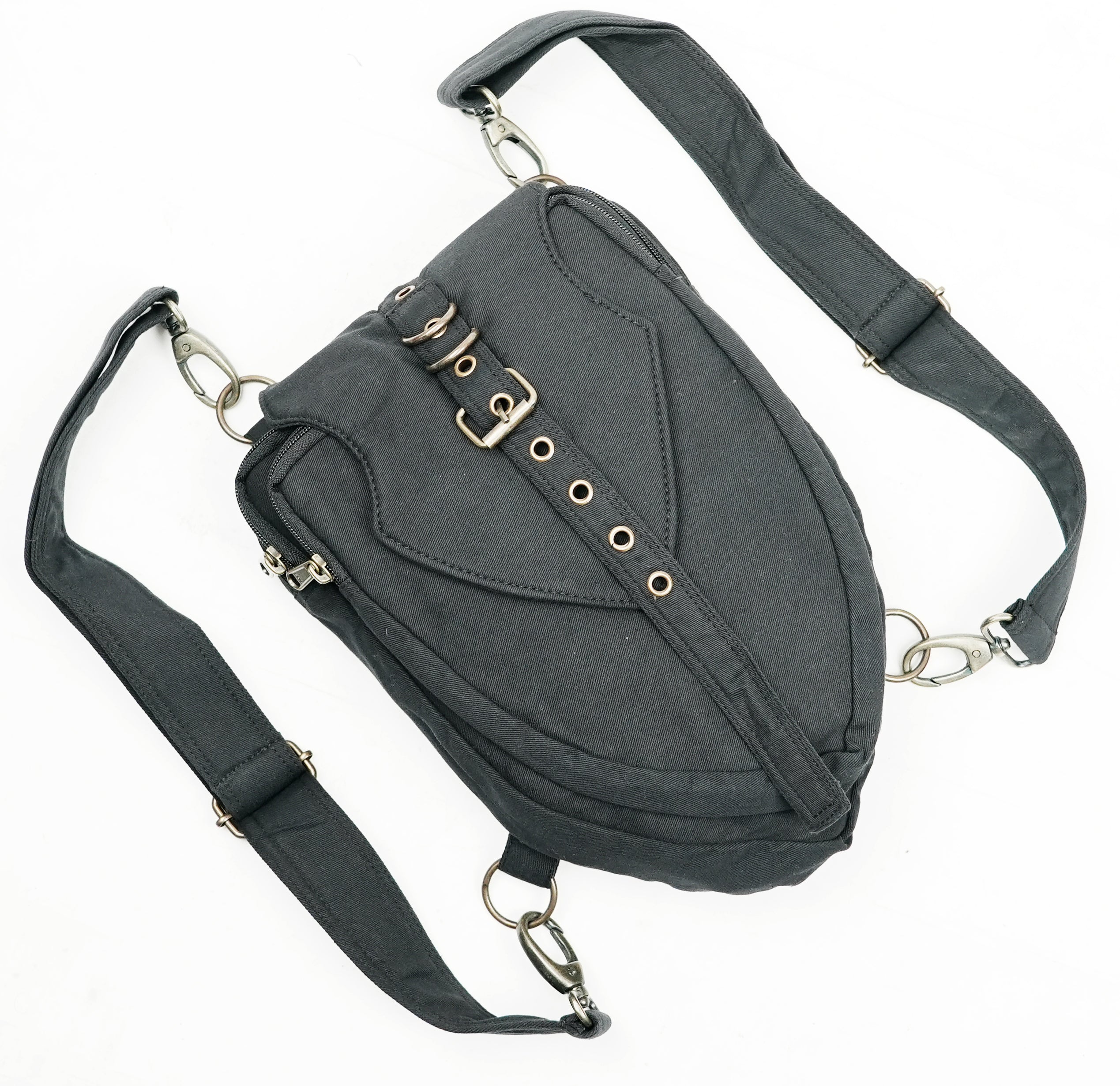 Dark wear aesthetic convertible shoulder and crossbody bag crafted by artisan methods