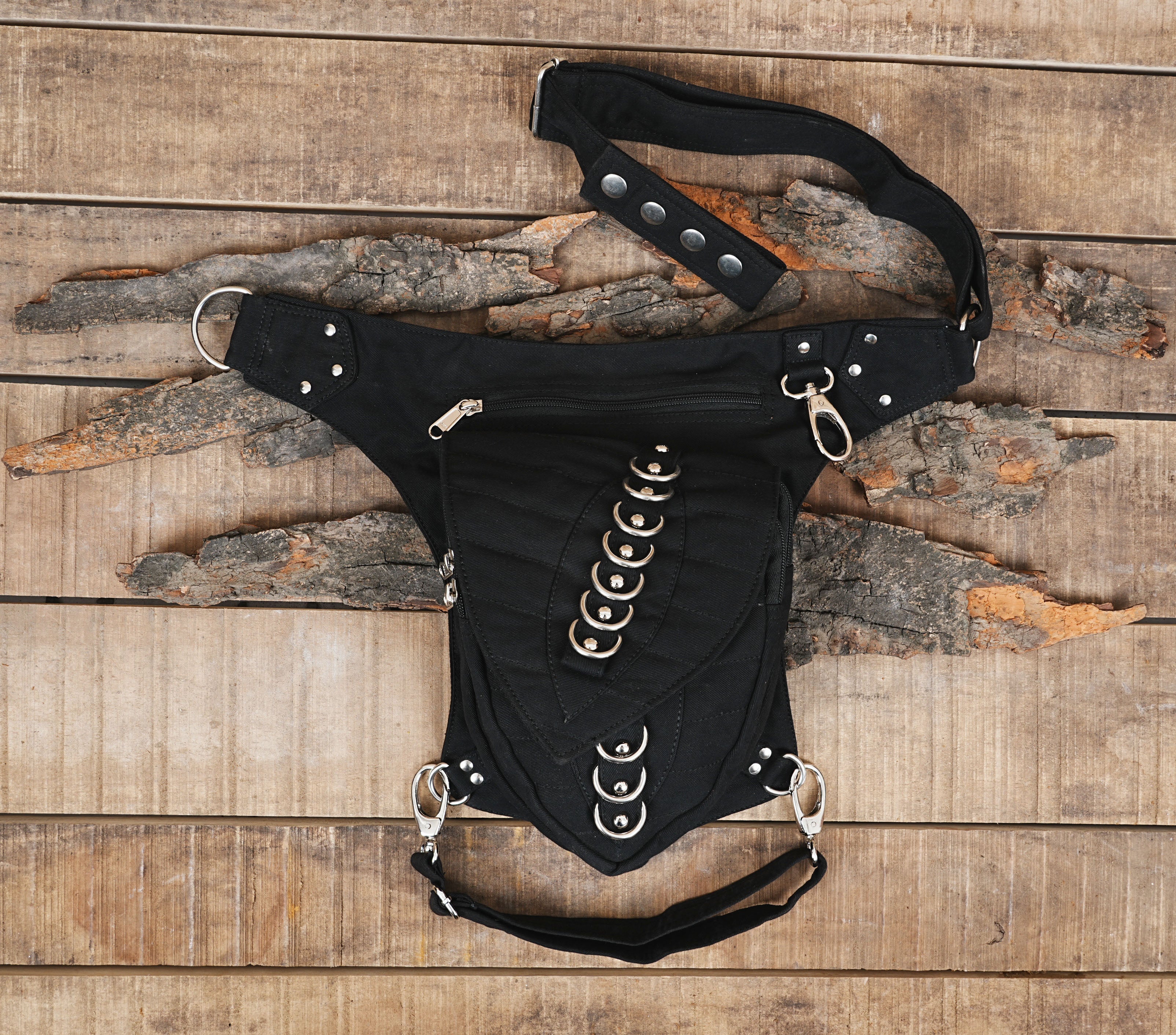 Handmade cotton thigh strap waist pouch