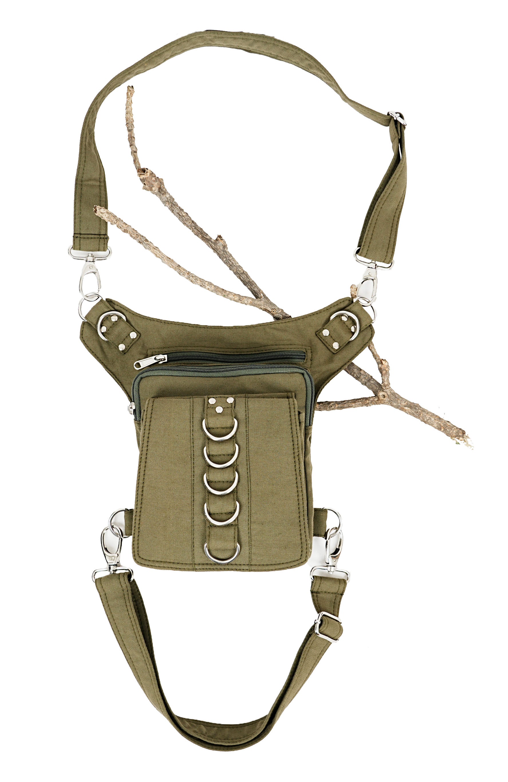 Heavy Duty Canvas Thigh Holster | Black Hip Pouch with Adjustable Straps