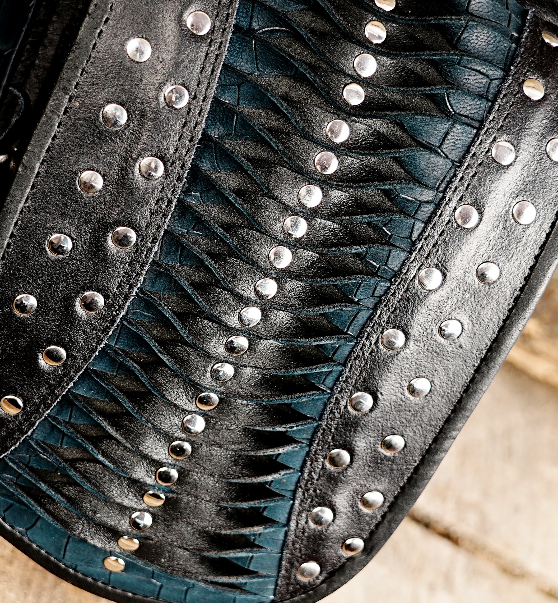 Handmade Leather holster Bag: Festival Cosplay Gemstone Studded Unisex