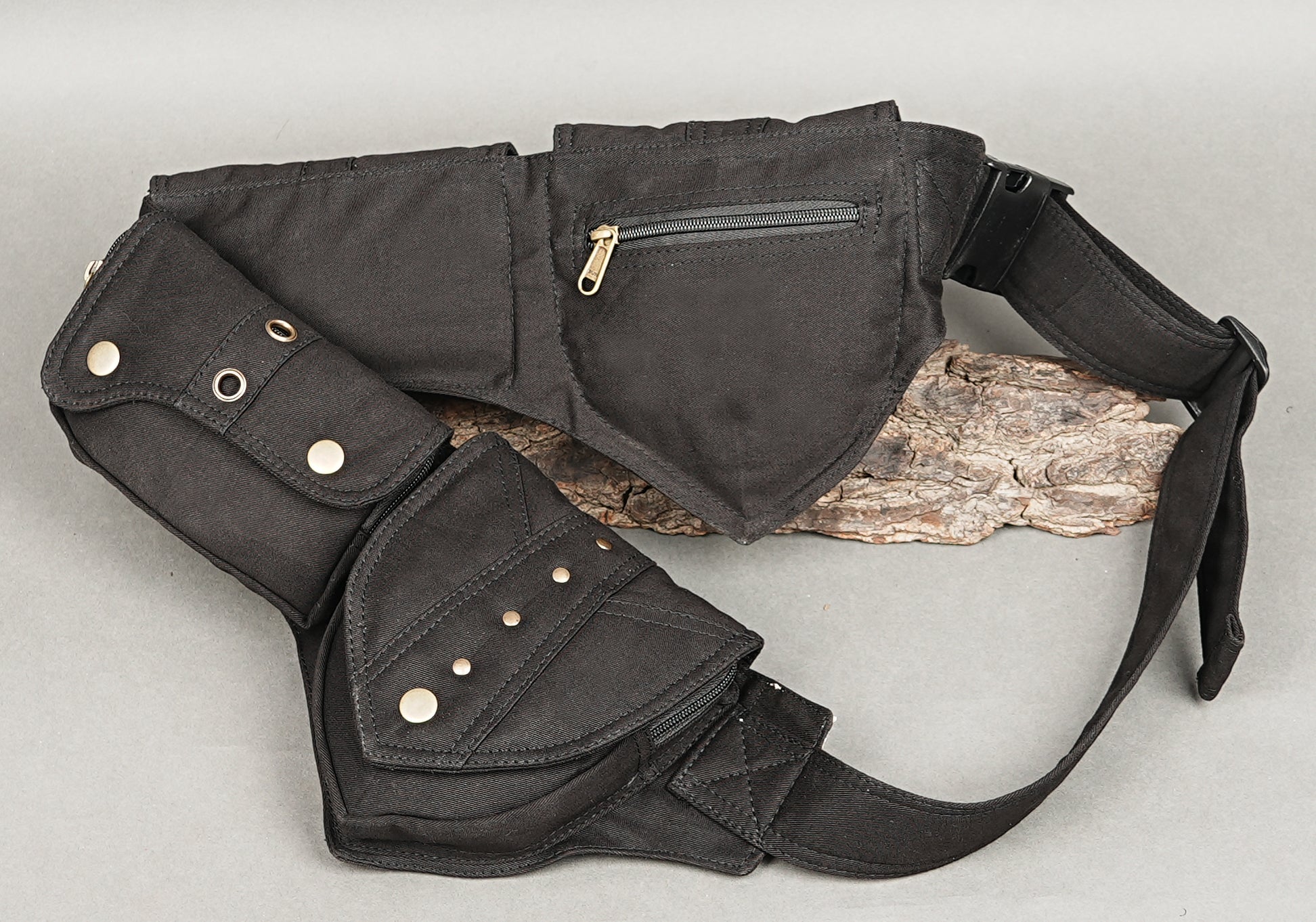 durable black canvas fanny pack for music festivals and concerts