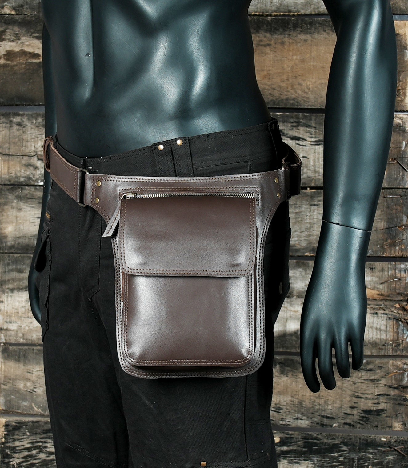 Brown leather renaissance and cosplay belt pouch