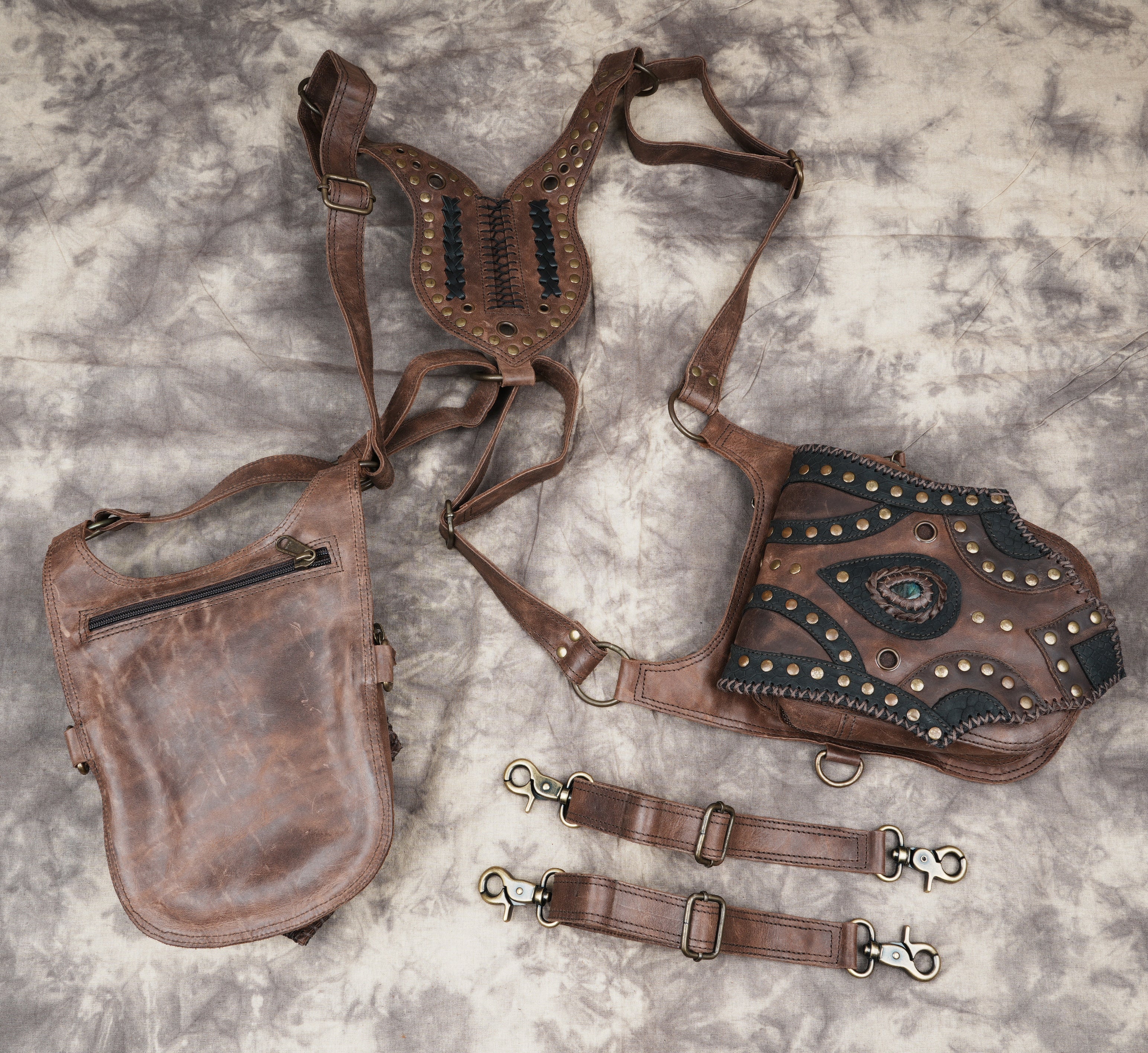 Brown leather holster for festivals, concerts, and travel