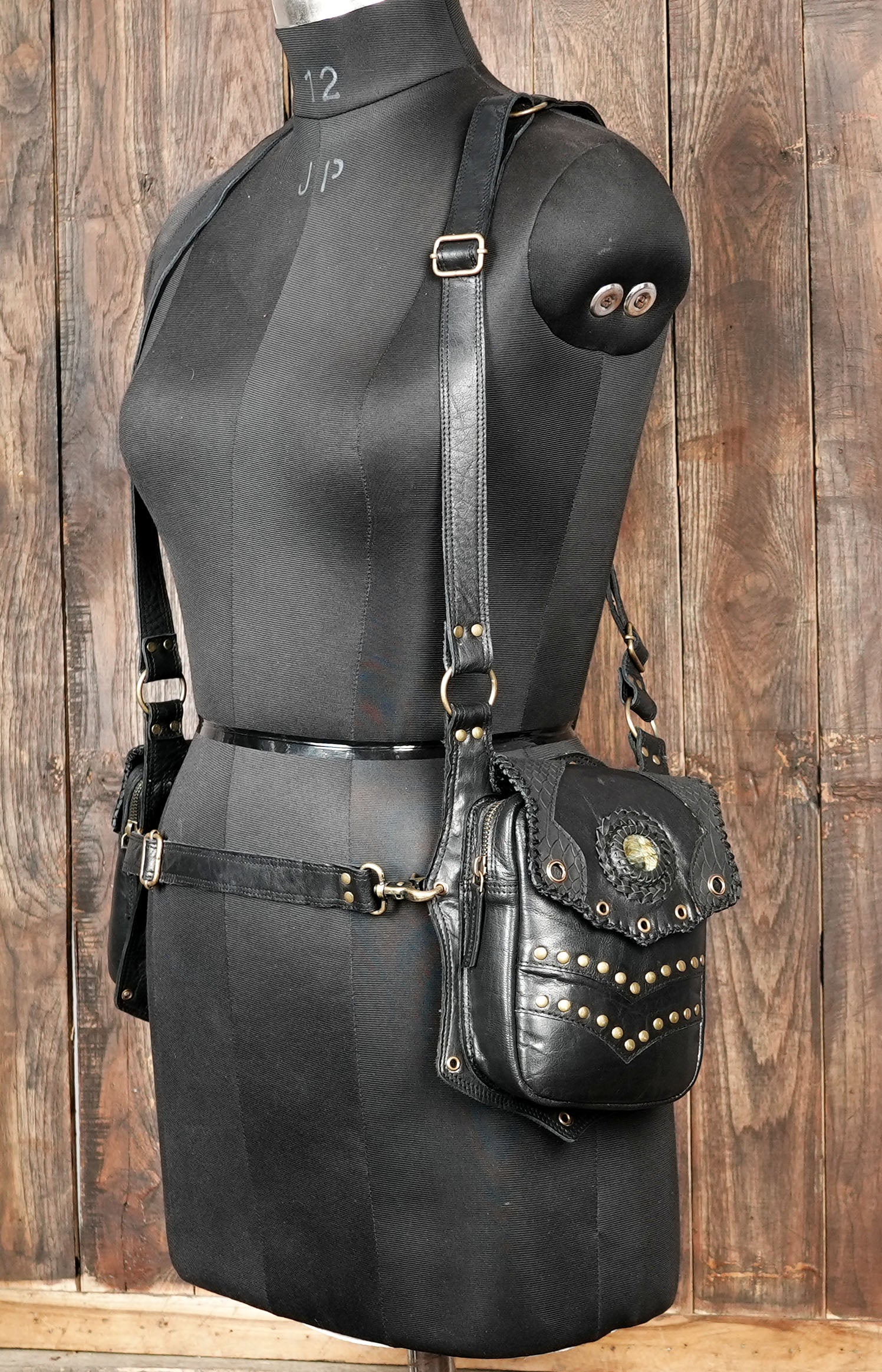 Black & Brown Leather Holster  Handmade Utility Belt (LT-AB-HLS-6052)