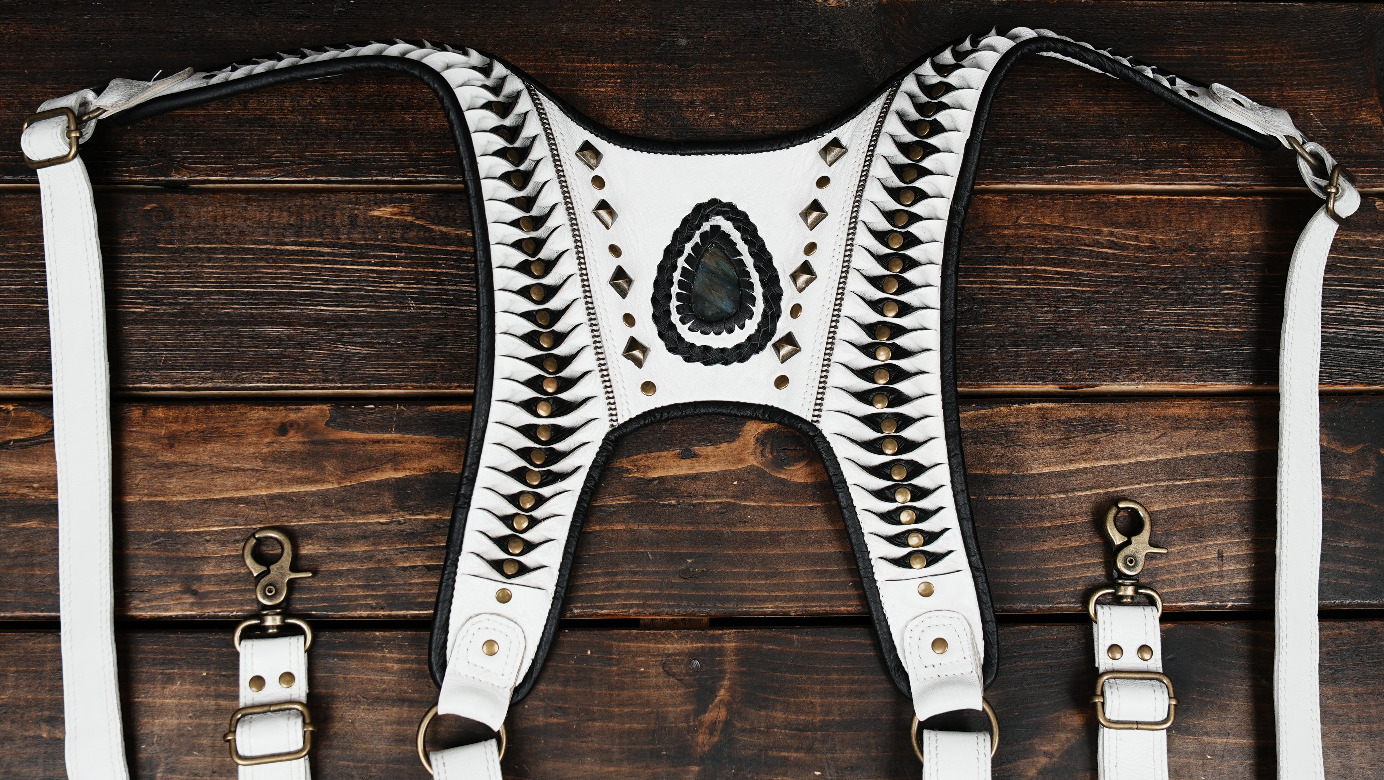 Artisan leather dual pouch holster with brass hardware