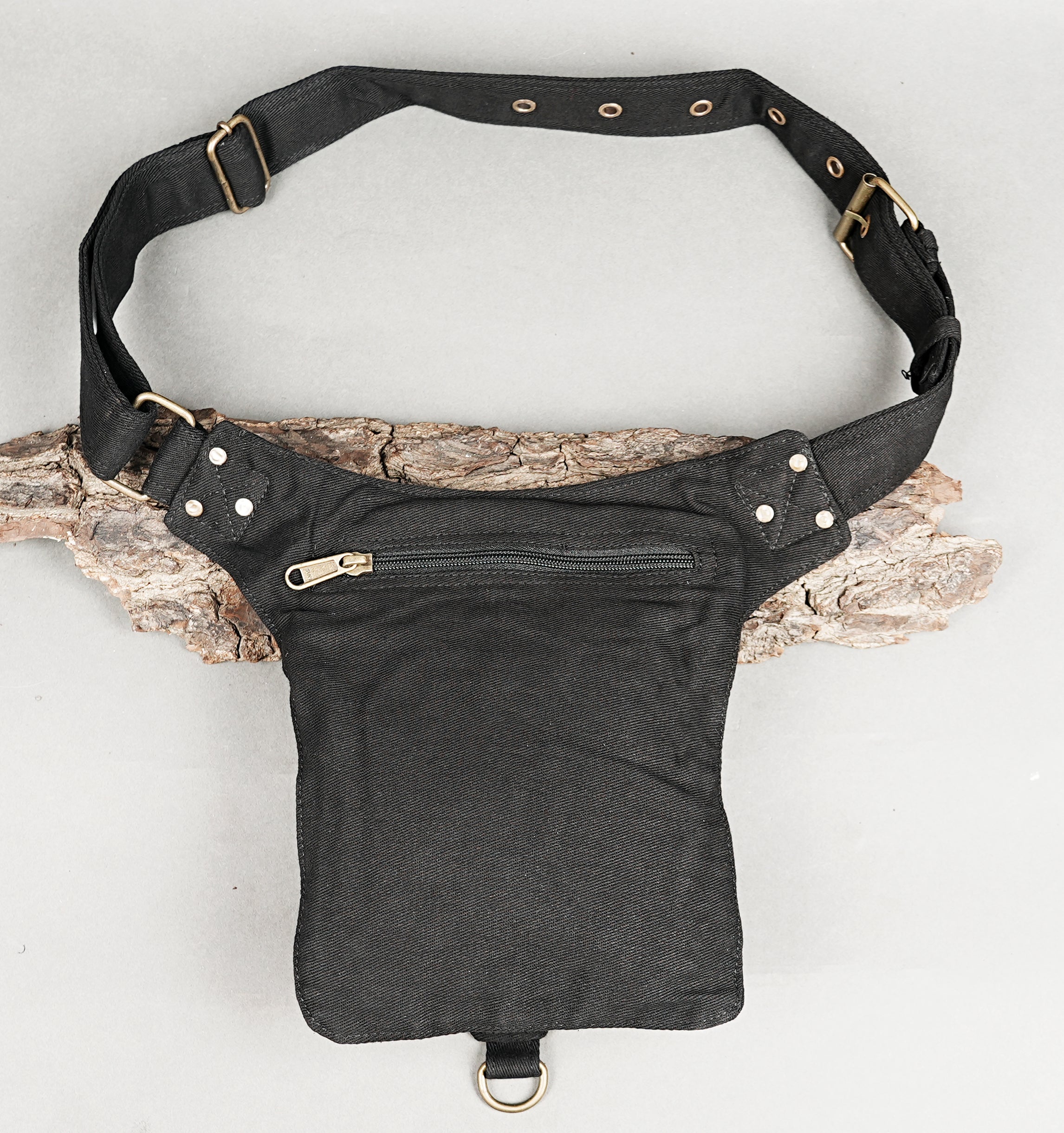 Durable black waist bag for hiking, festivals, and travel