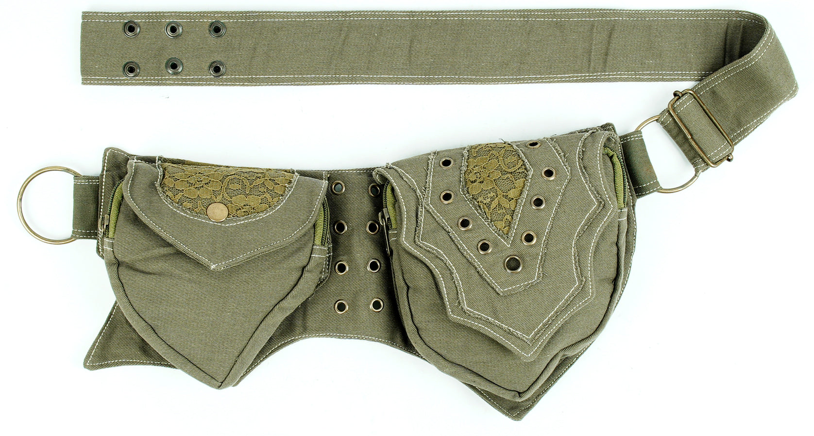 Adjustable festival belt bag with black canvas fabric