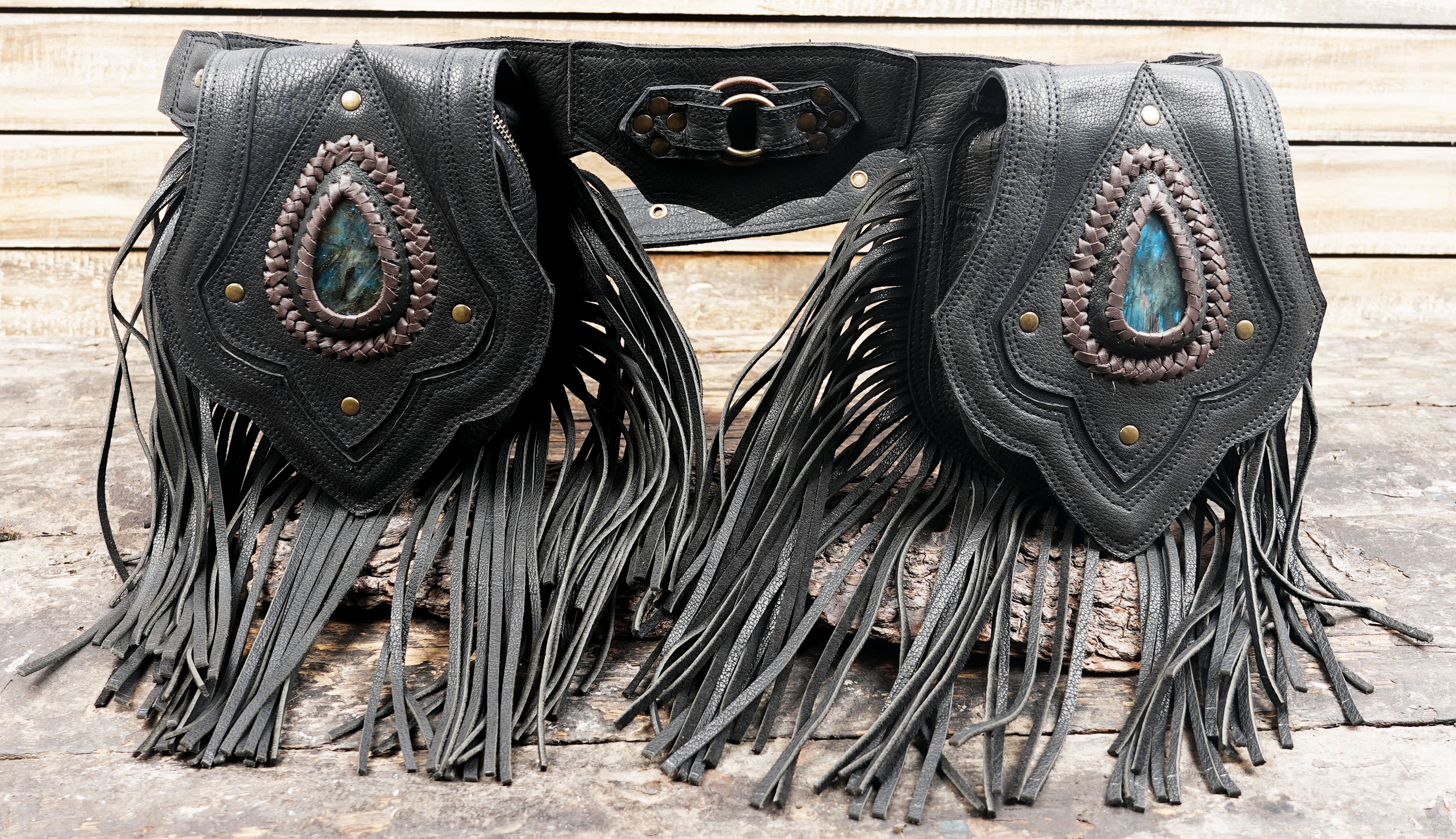 プレミアムハンドメイドブラックレザーウエストベルト（LT-AB-WB-6120）