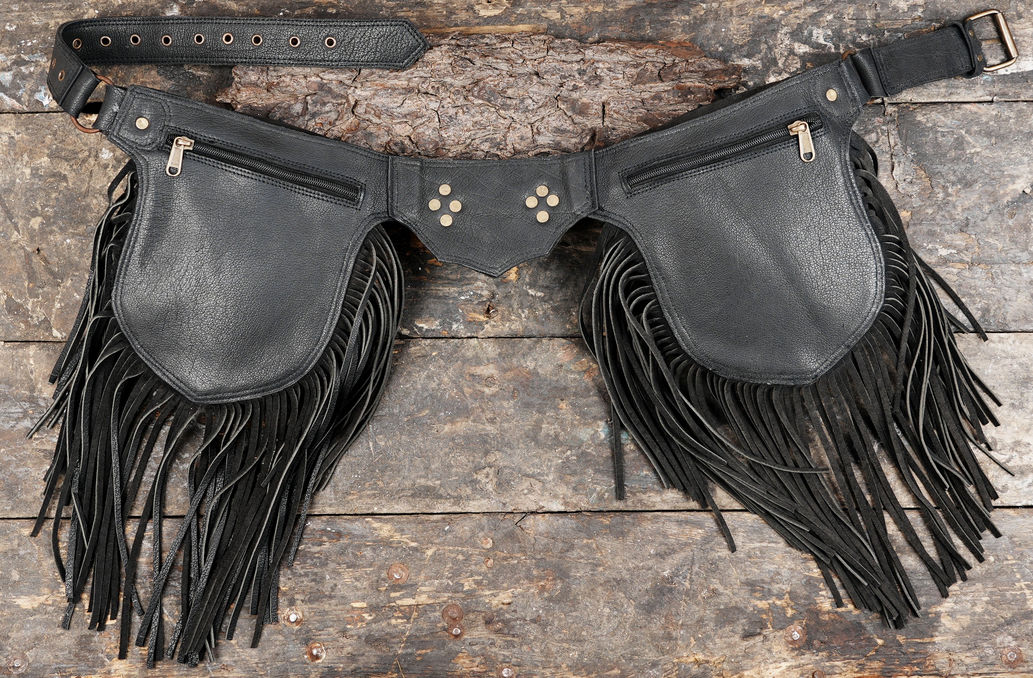 プレミアムハンドメイドブラックレザーウエストベルト（LT-AB-WB-6120）