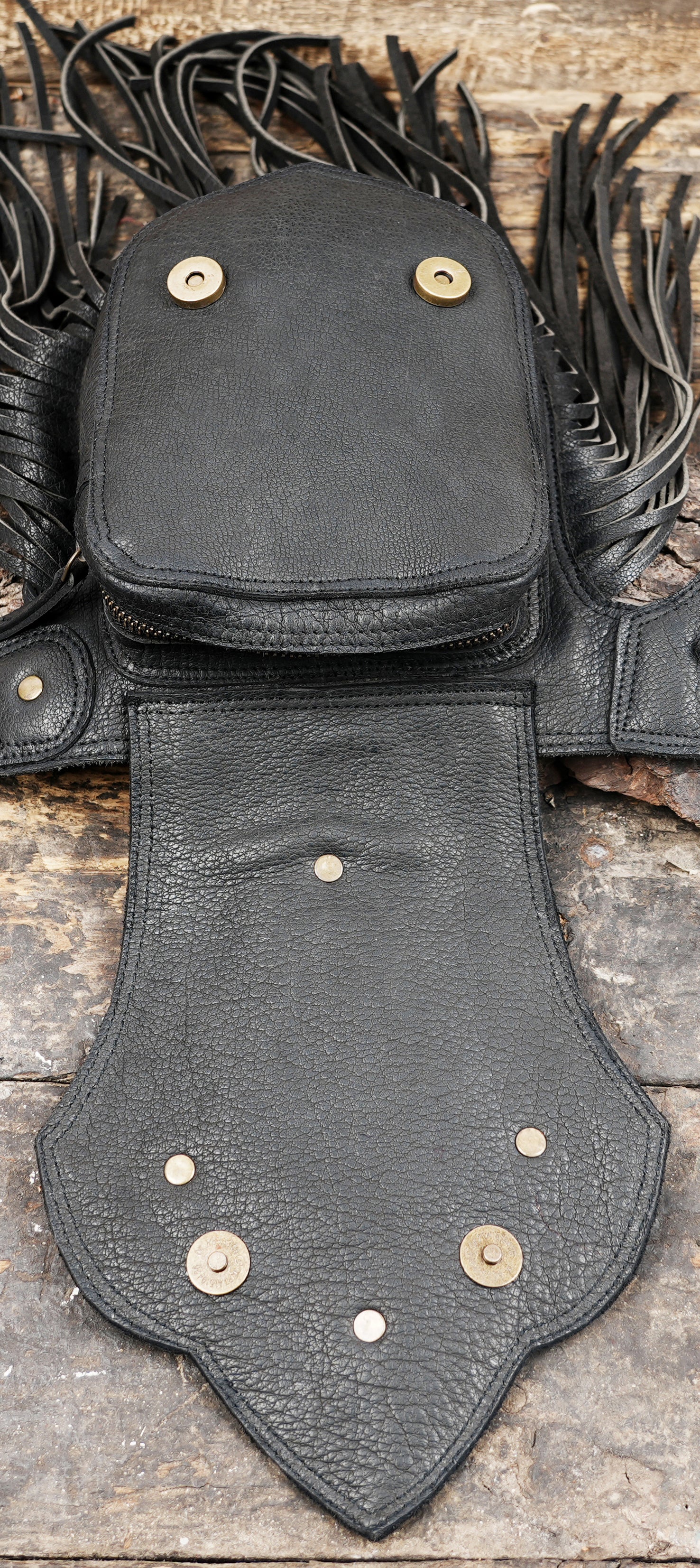 プレミアムハンドメイドブラックレザーウエストベルト（LT-AB-WB-6120）