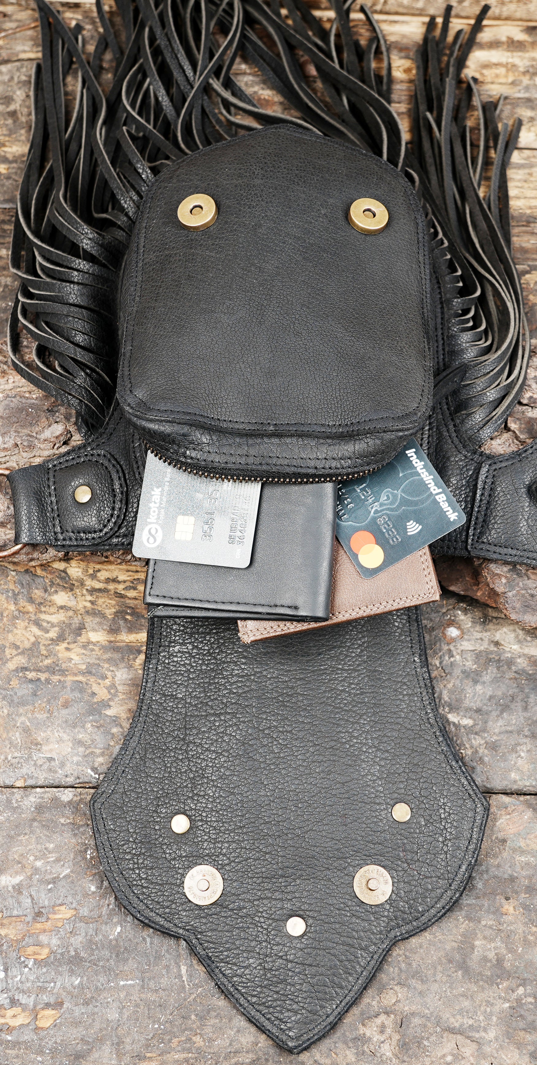 プレミアムハンドメイドブラックレザーウエストベルト（LT-AB-WB-6120）