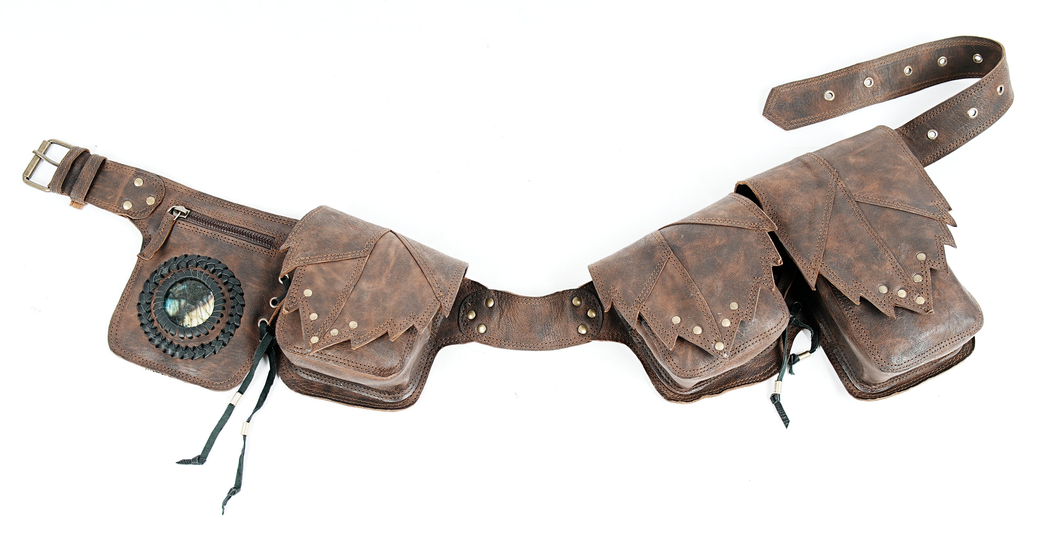 Western style leather pouch belt for outdoor events