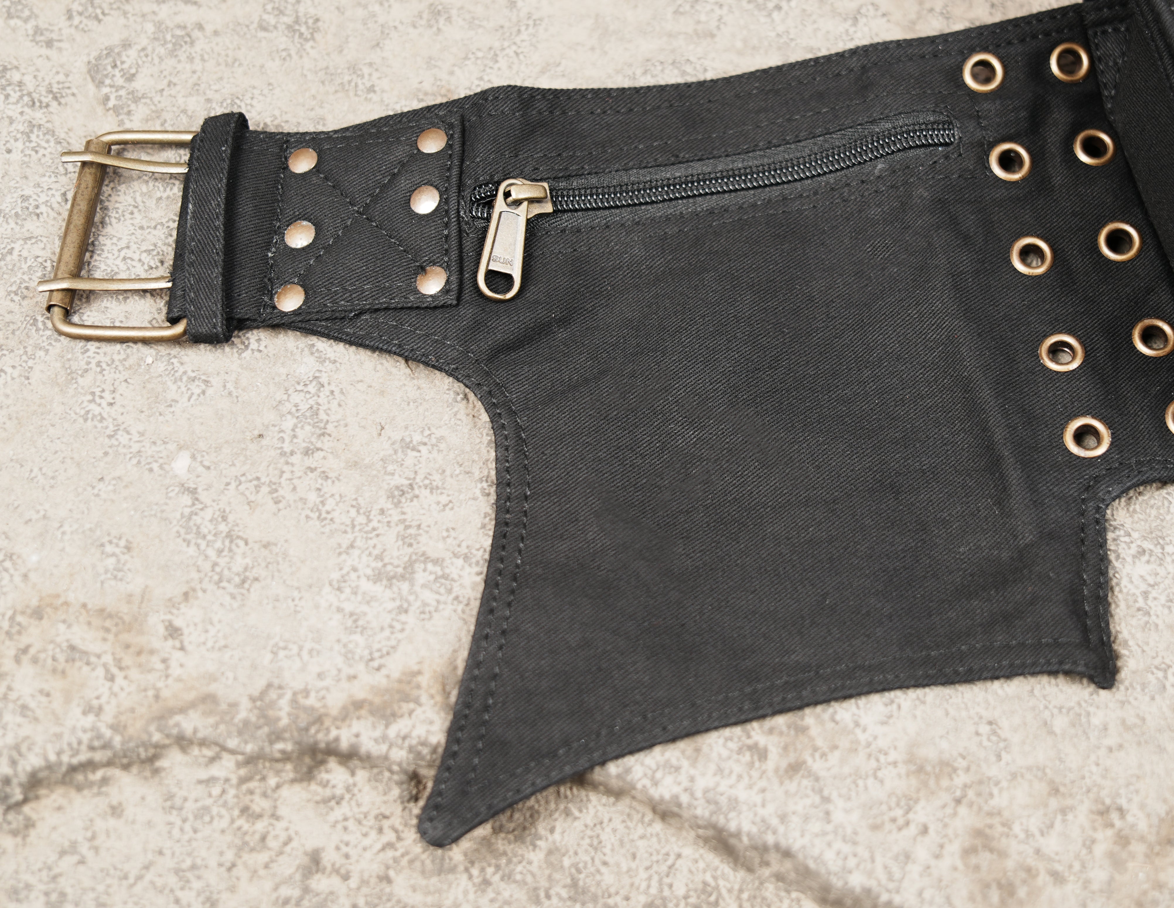 Black cotton hip bag belt for festivals, travel, and everyday carry