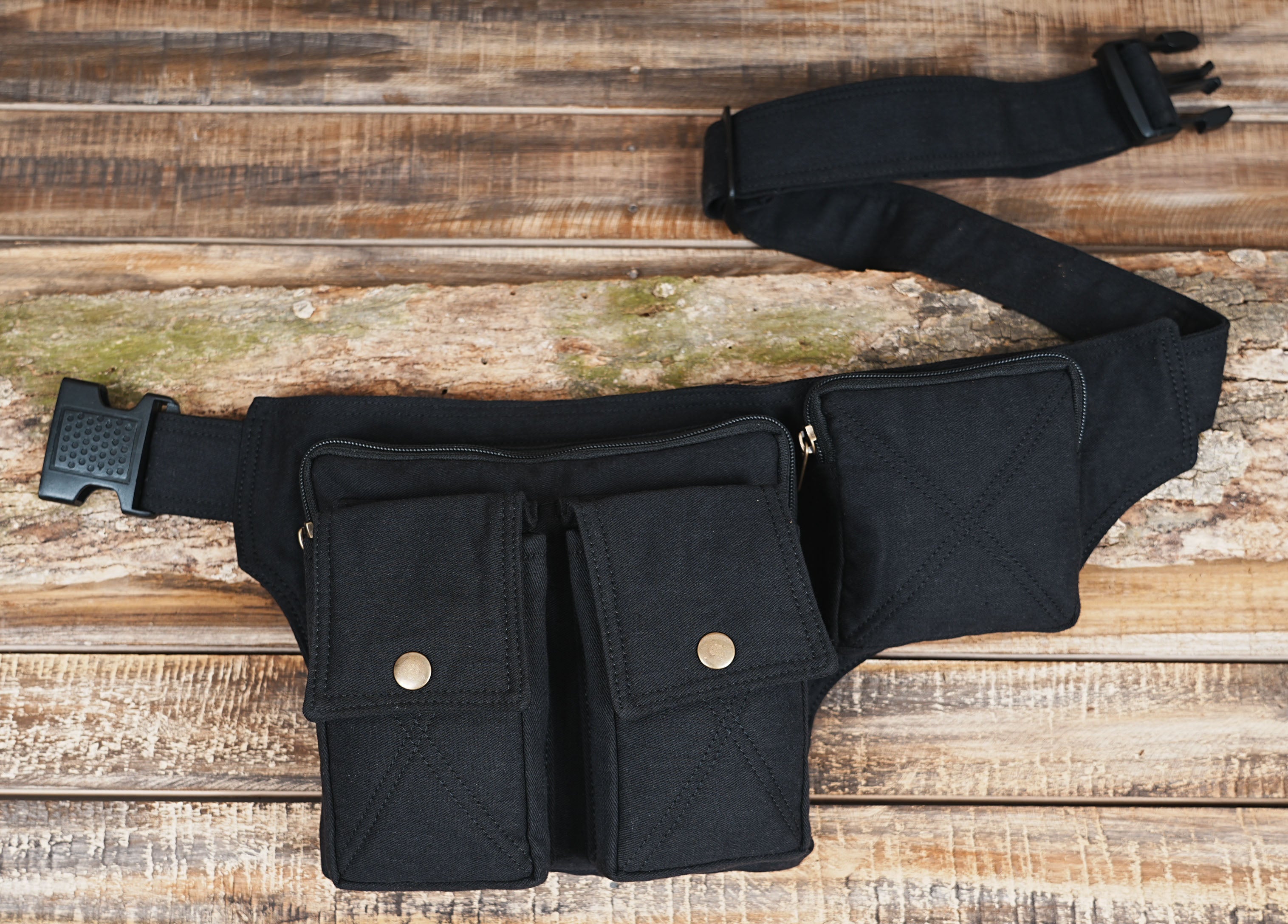 Rugged fanny pack for hiking and travel, shown flat lay style
