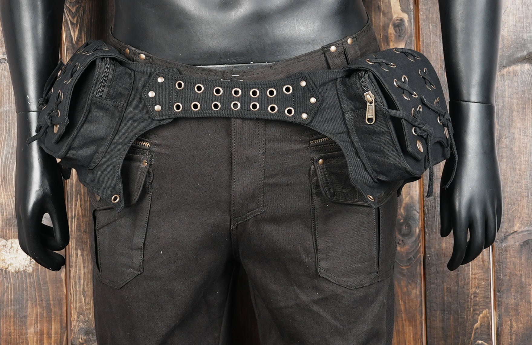 Brown waist  bag , Festival Holster in cotton canvas 100 % cotton 