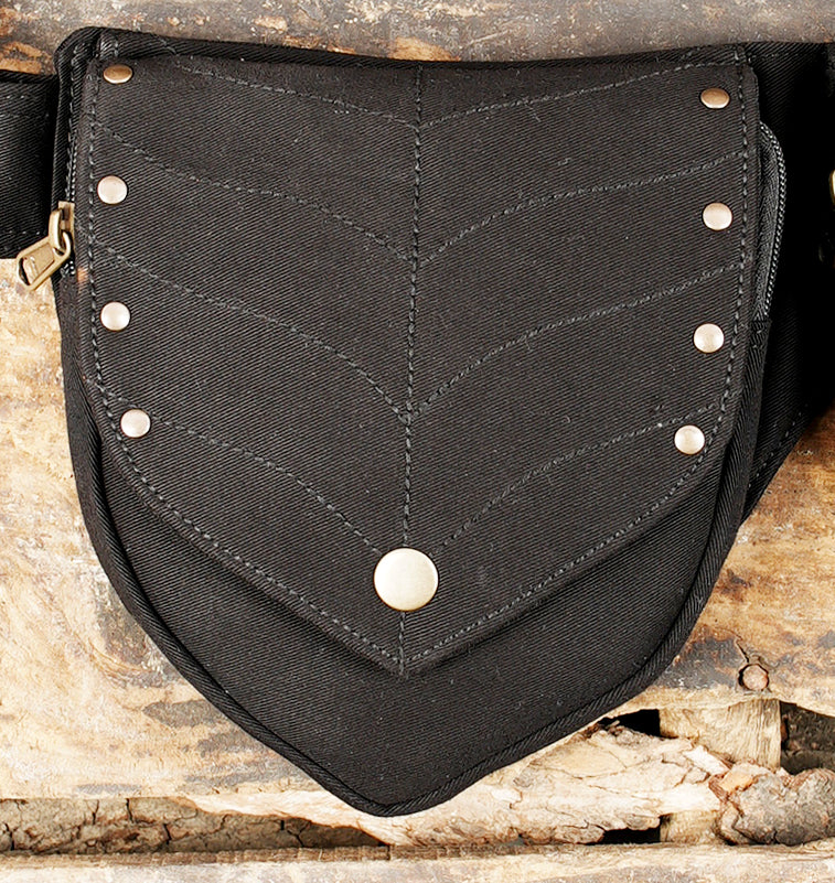 Alternative black canvas waist pack and festival hip bag