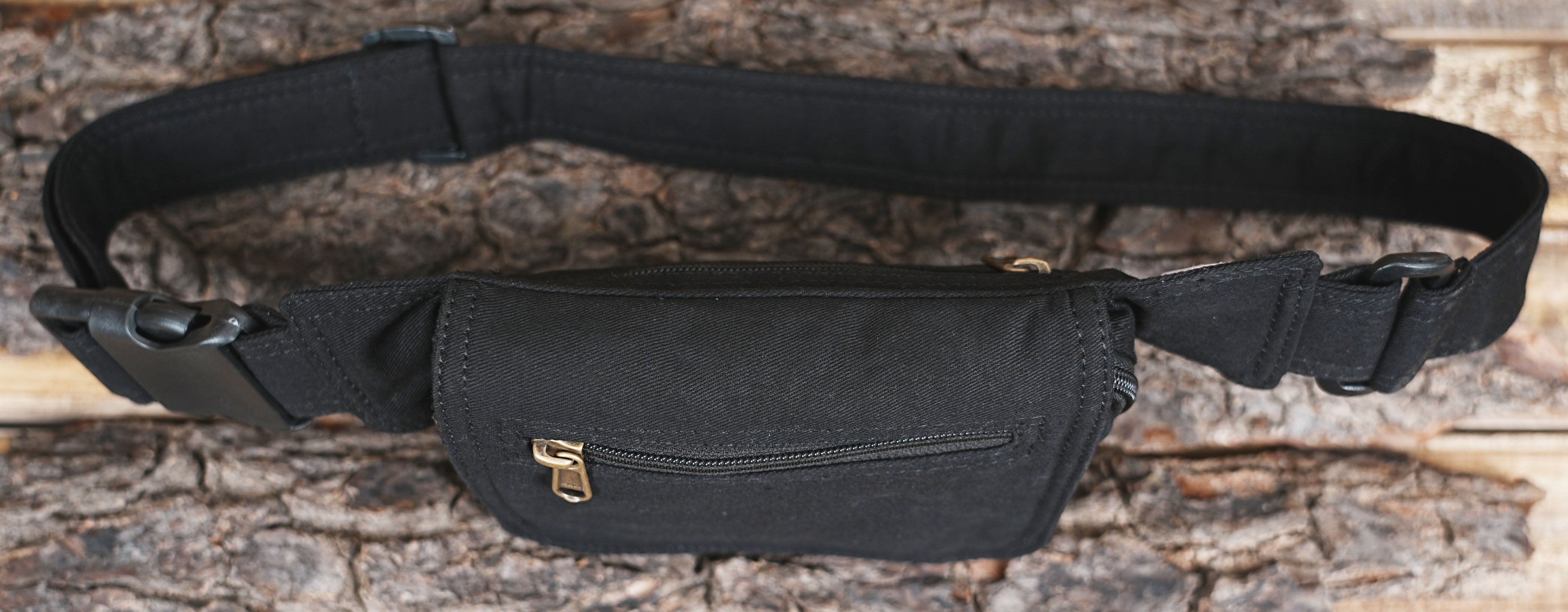 "Unisex Black Canvas Waist Pack | Multi-Pocket Utility Fanny Pack & Hip Organizer with Quick-Release Buckle"