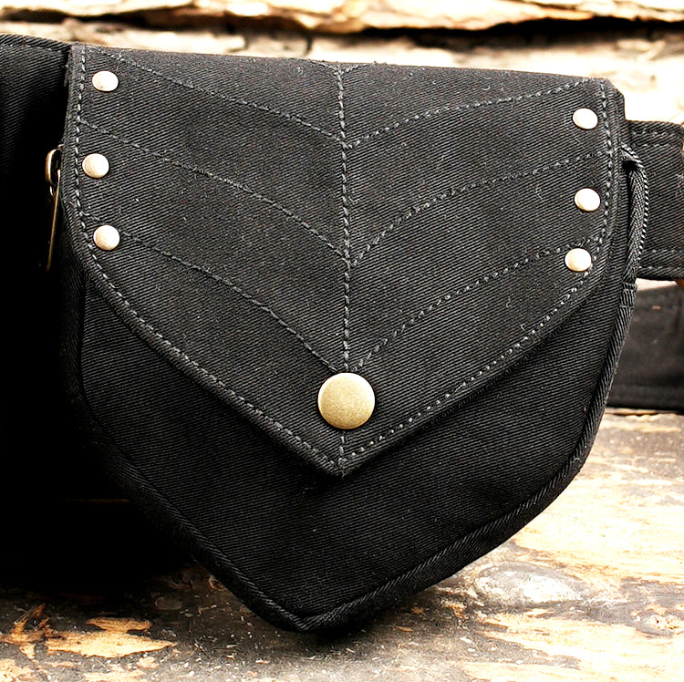Boho black festival fanny pack and pocket belt