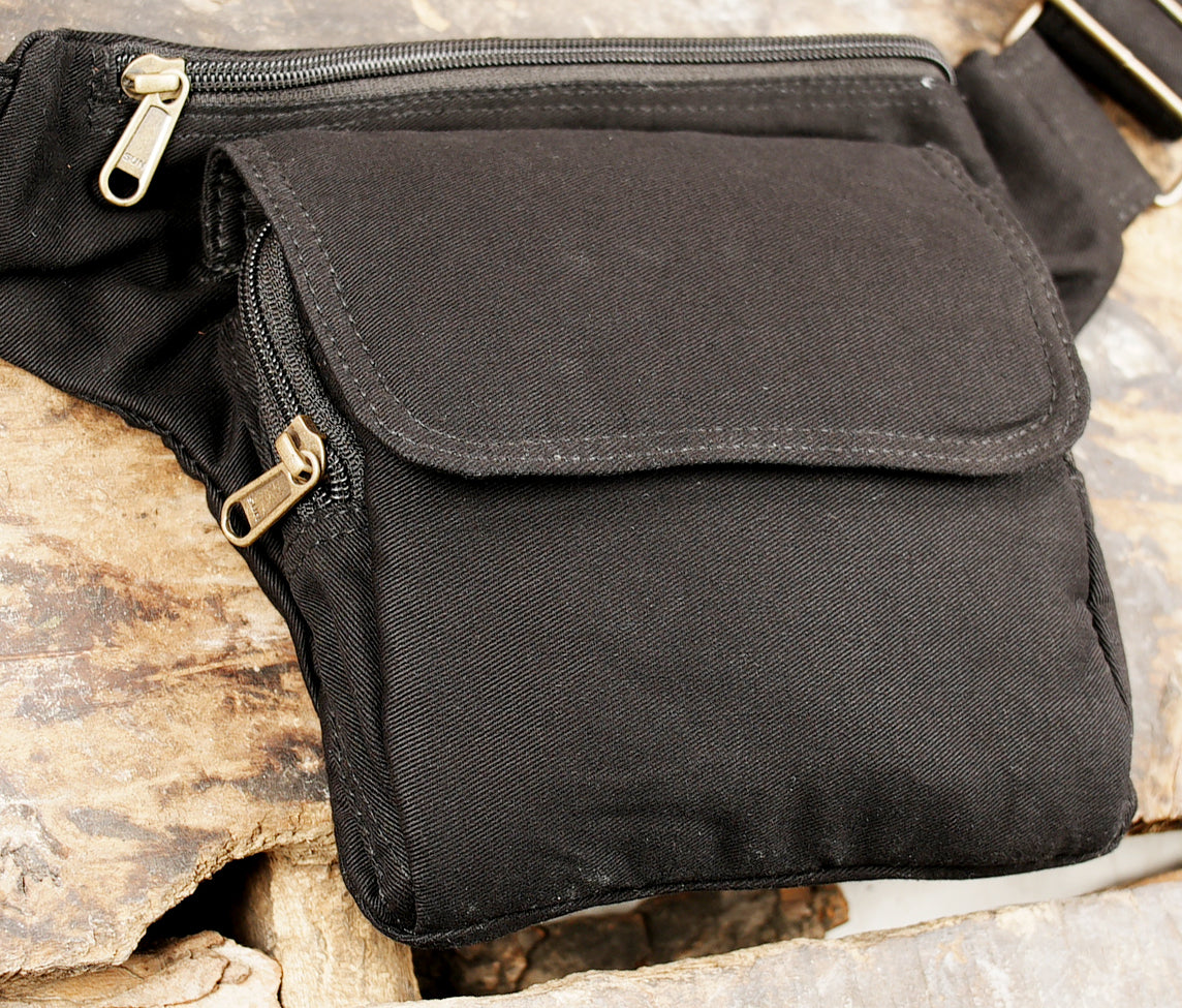 Simple black utility belt bag and festival fanny pack