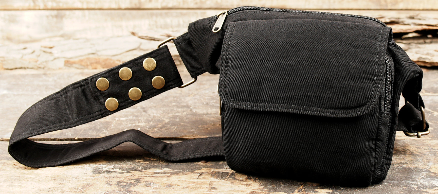 Simple black utility belt for festivals, travel, and daily errands