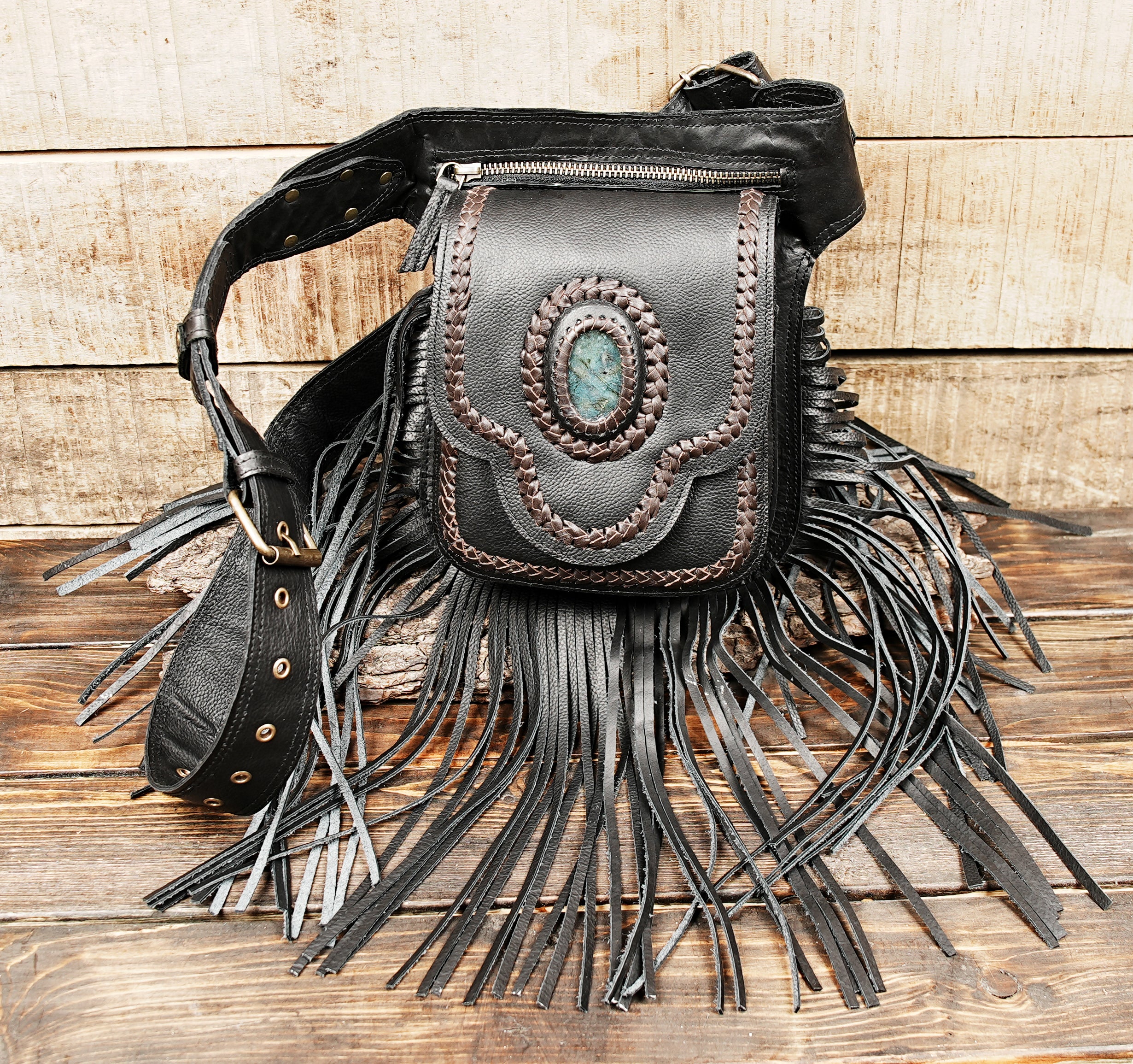 Handmade boho leather waist belt for festivals