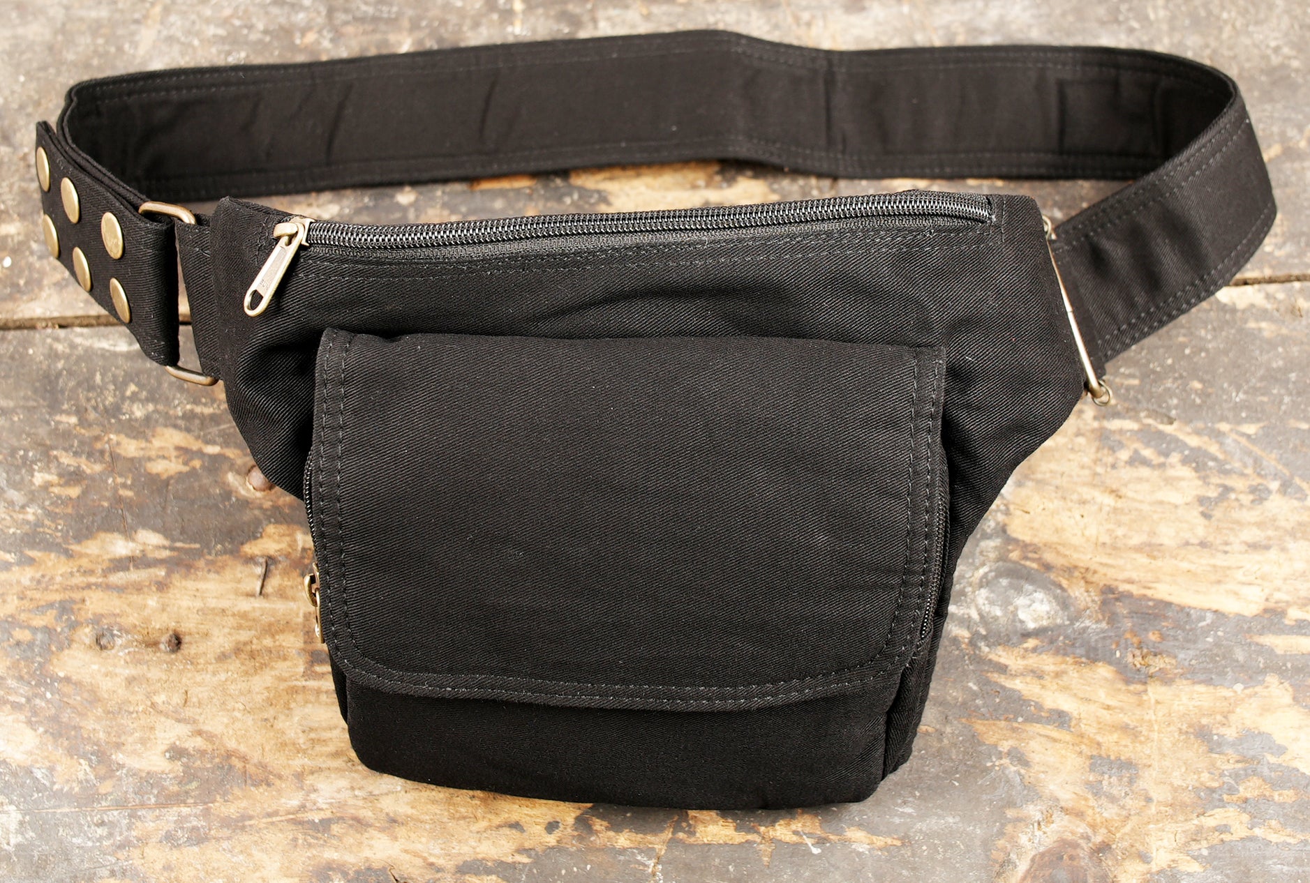Minimalist black pocket belt and festival waist pack