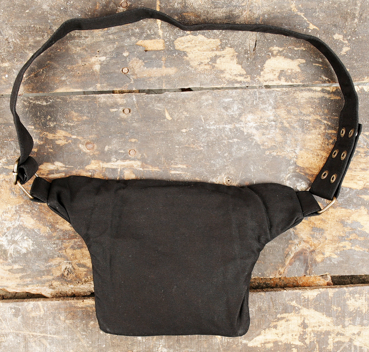 Clean design black cotton utility belt and hip bag