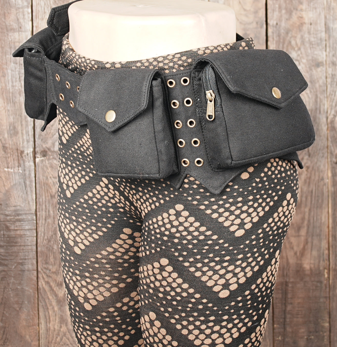 Black multi-compartment waist bag for everyday wear