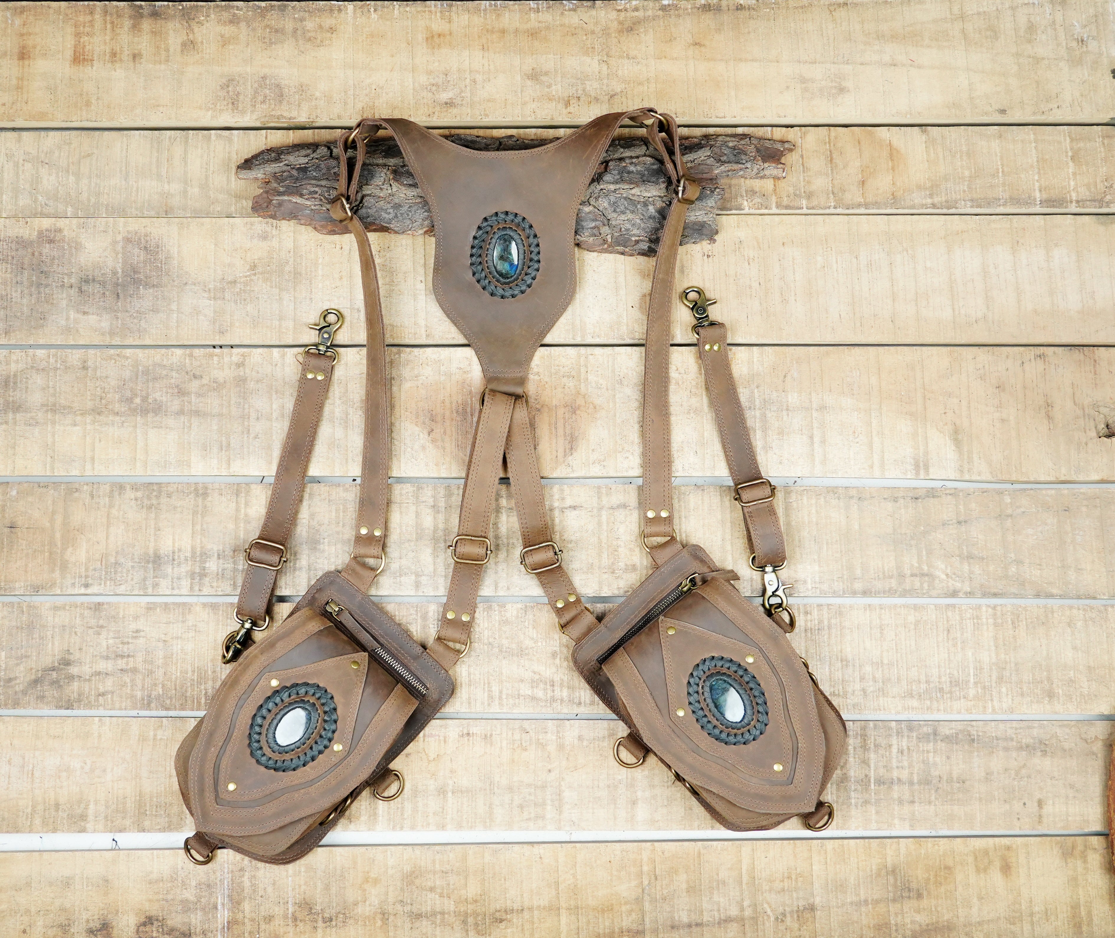 Handmade Leather Holster with Flat Pockets and Brass Studs || Durable Leather Holster with Strong Stitching (LT-AB-HLS-6100)