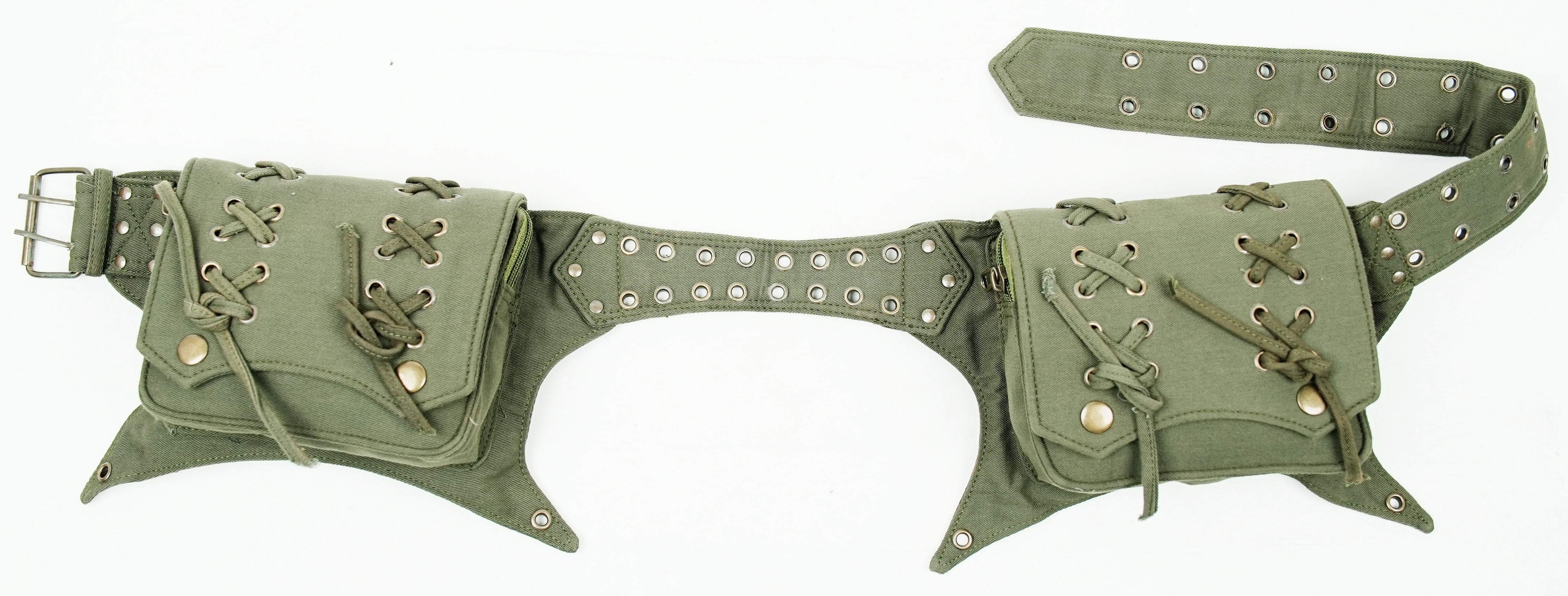 Black cotton waist pouch for festivals and concerts